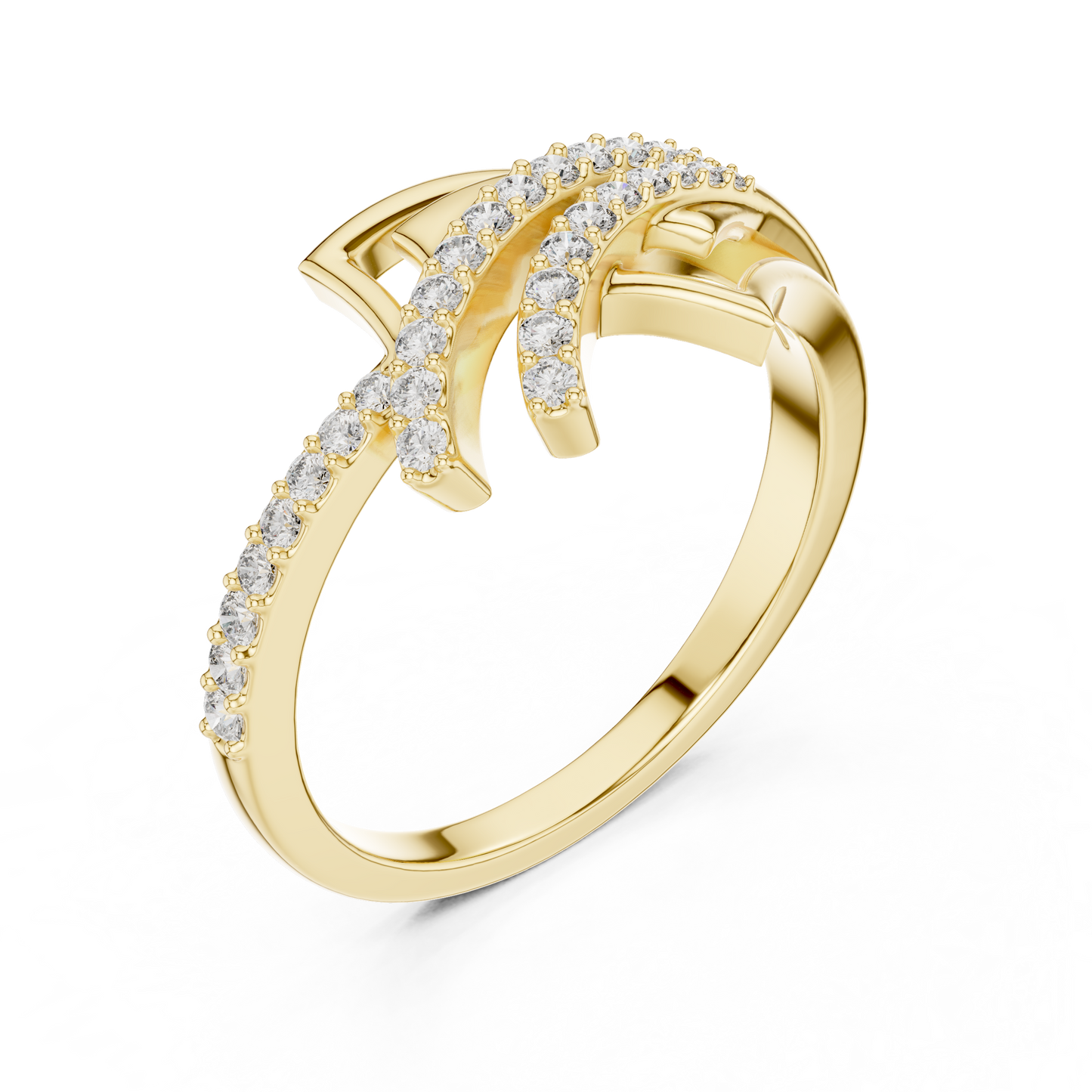 14K White Gold Tiered Wave Lab Grown Diamond Ring