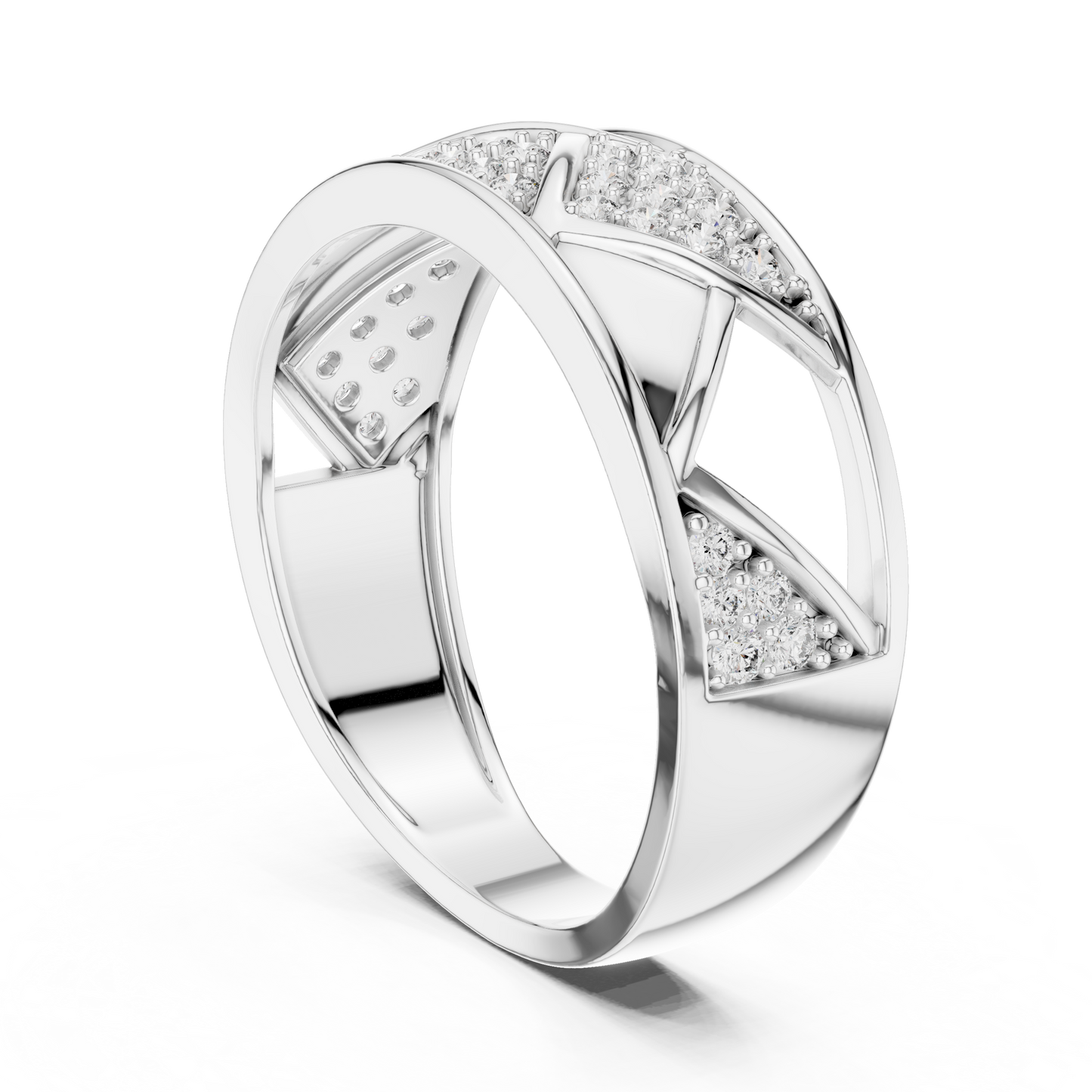 Round Cut Lab Grown Diamond Geometric Engagement Ring