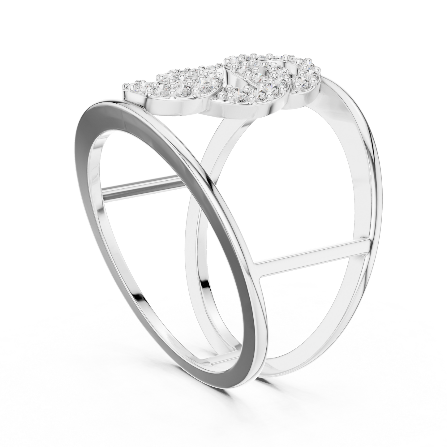 Interlocking Circle Cuff Lab Grown Diamond Ring