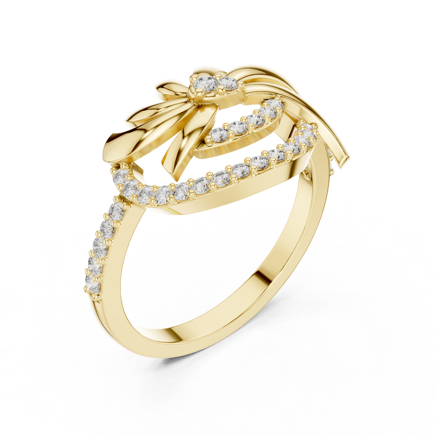 White Gold Round Cut Lab Grown Diamond Swirl Ring
