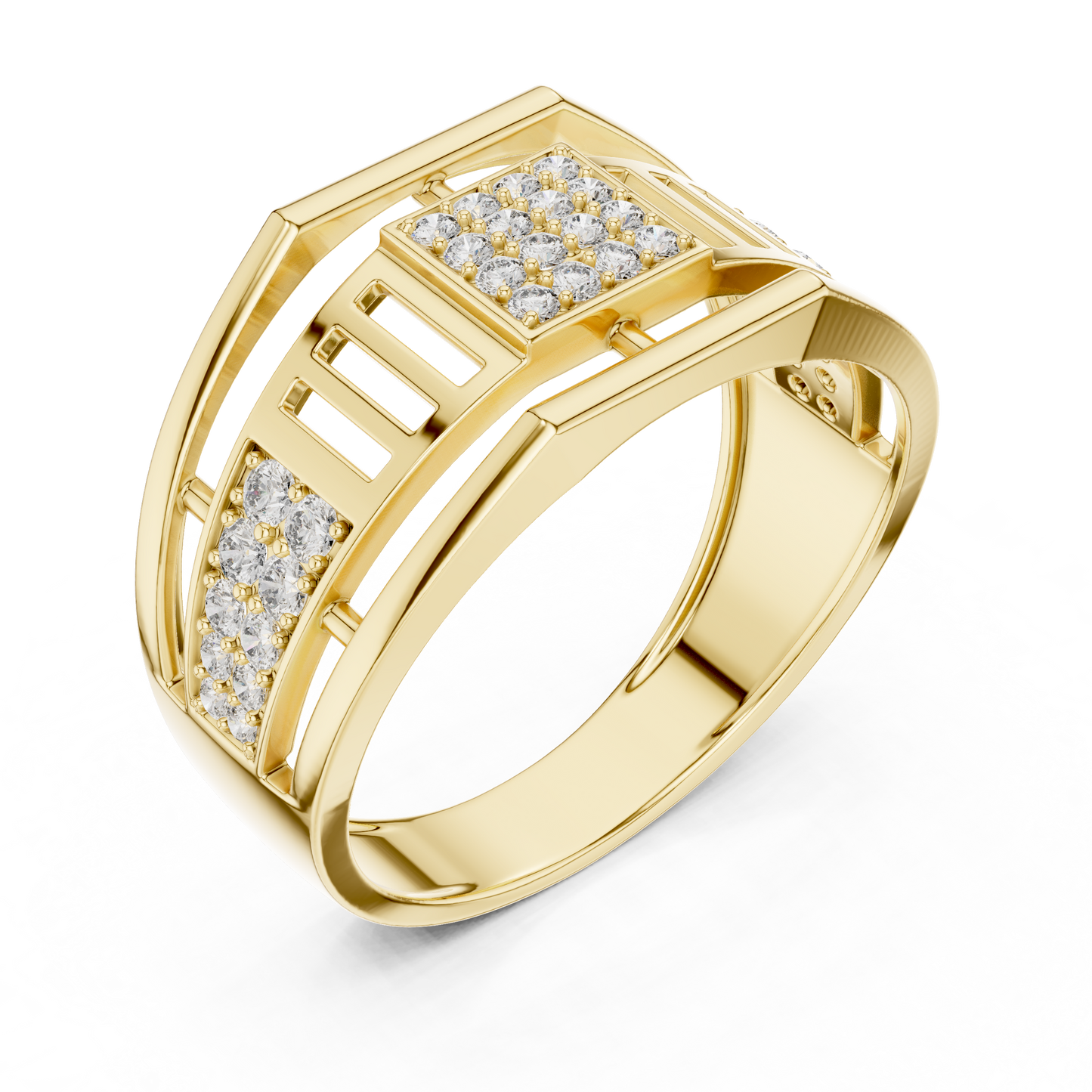 Geometric Rose Gold Round Cut Lab Grow Diamond Engagement Ring