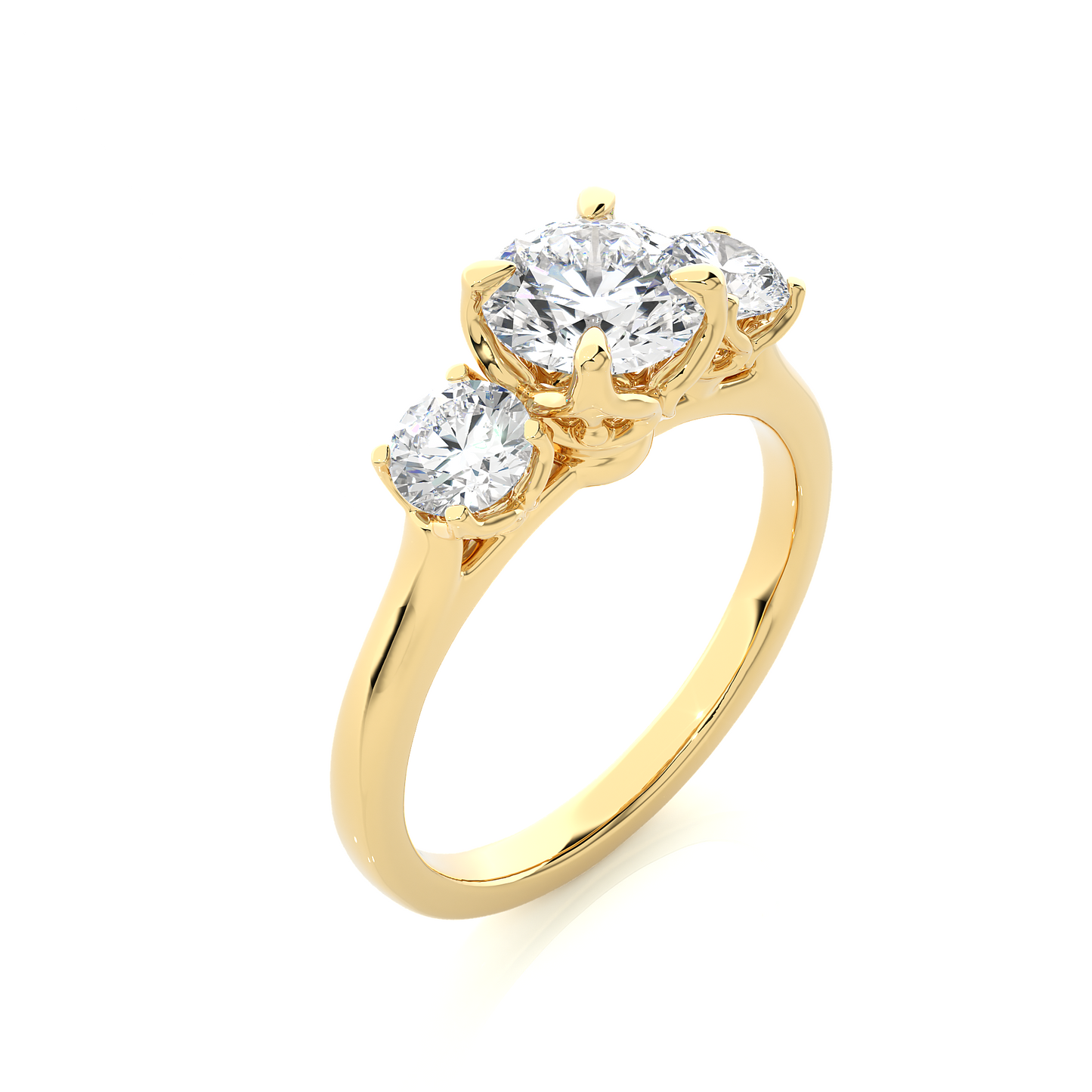 1.48 Ct Round Cut E-VS1 Lab Grown Diamond Three Stone Engagement Ring/Wedding Ring/E Color/VS Clarity/1 Ct Diamond Ring/CVD Diamond Ring/Round Cut Diamond/Round Diamond Side Stone/Prong Set/Three Stone Set/10k Gold/14k Gold/18k Gold/Yellow Gold/White Gold/Rose Gold/Anniversary Gift