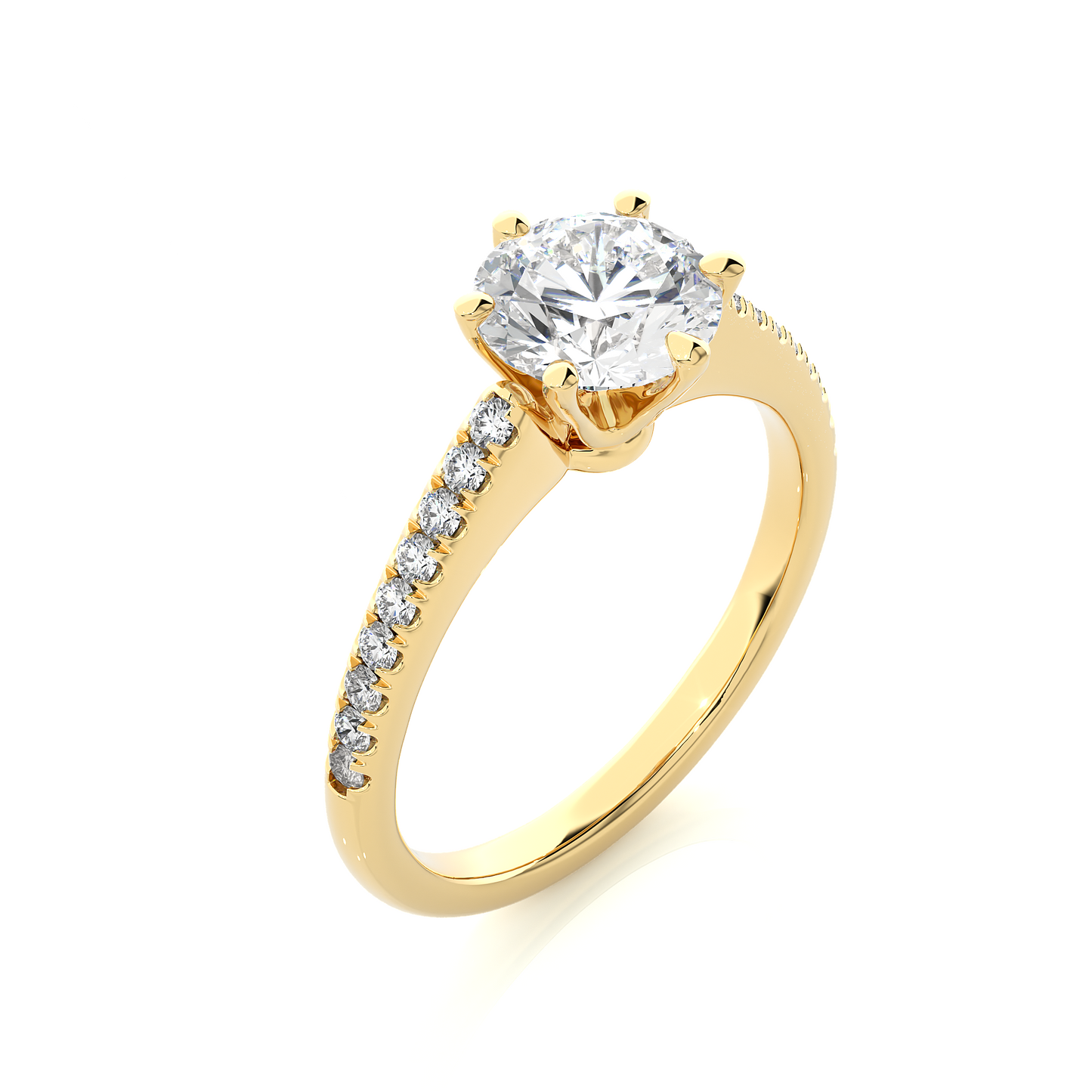 1.78 Ct Round Cut Lab Grown Diamond Six Prong Engagement Ring/Wedding Ring/F Color/VS Clarity/1 Ct Diamond Ring/CVD Diamond Ring/Round Cut Diamond/Round Diamond Side Stone/Prong Set/Pave Set/10k Gold/14k Gold/18k Gold/Yellow Gold/White Gold/Rose Gold/Anniversary Gift