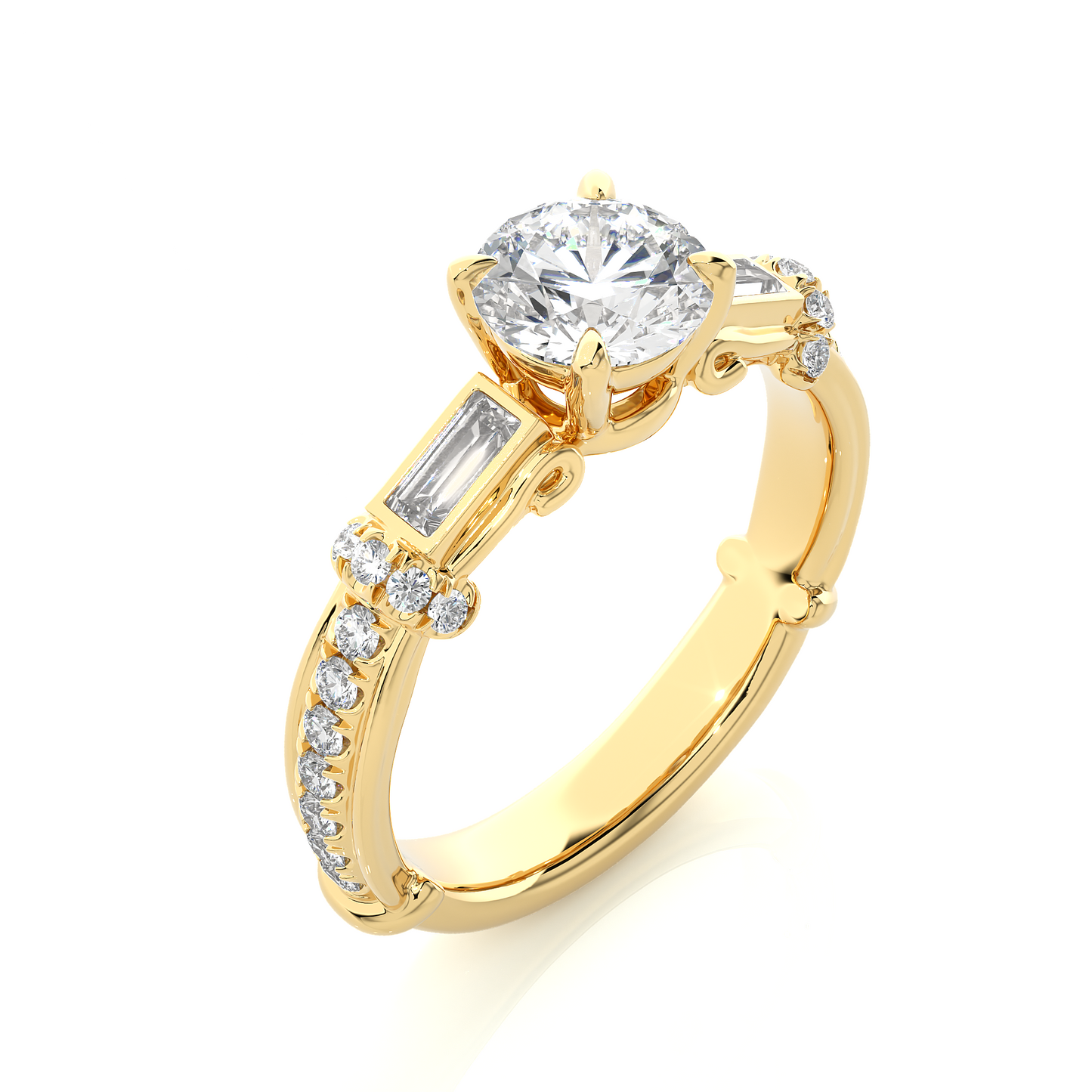 1.36 Ct Round E-VS Cut Lab Grown Diamond Gold Engagement Ring/Wedding Ring/E Color/VS Clarity/1 Ct Diamond Ring/CVD Diamond Ring/Round Cut Diamond/Round Diamond Side Stone/Prong Set/Pave Set/10k Gold/14k Gold/18k Gold/Yellow Gold/White Gold/Rose Gold/Anniversary Gift