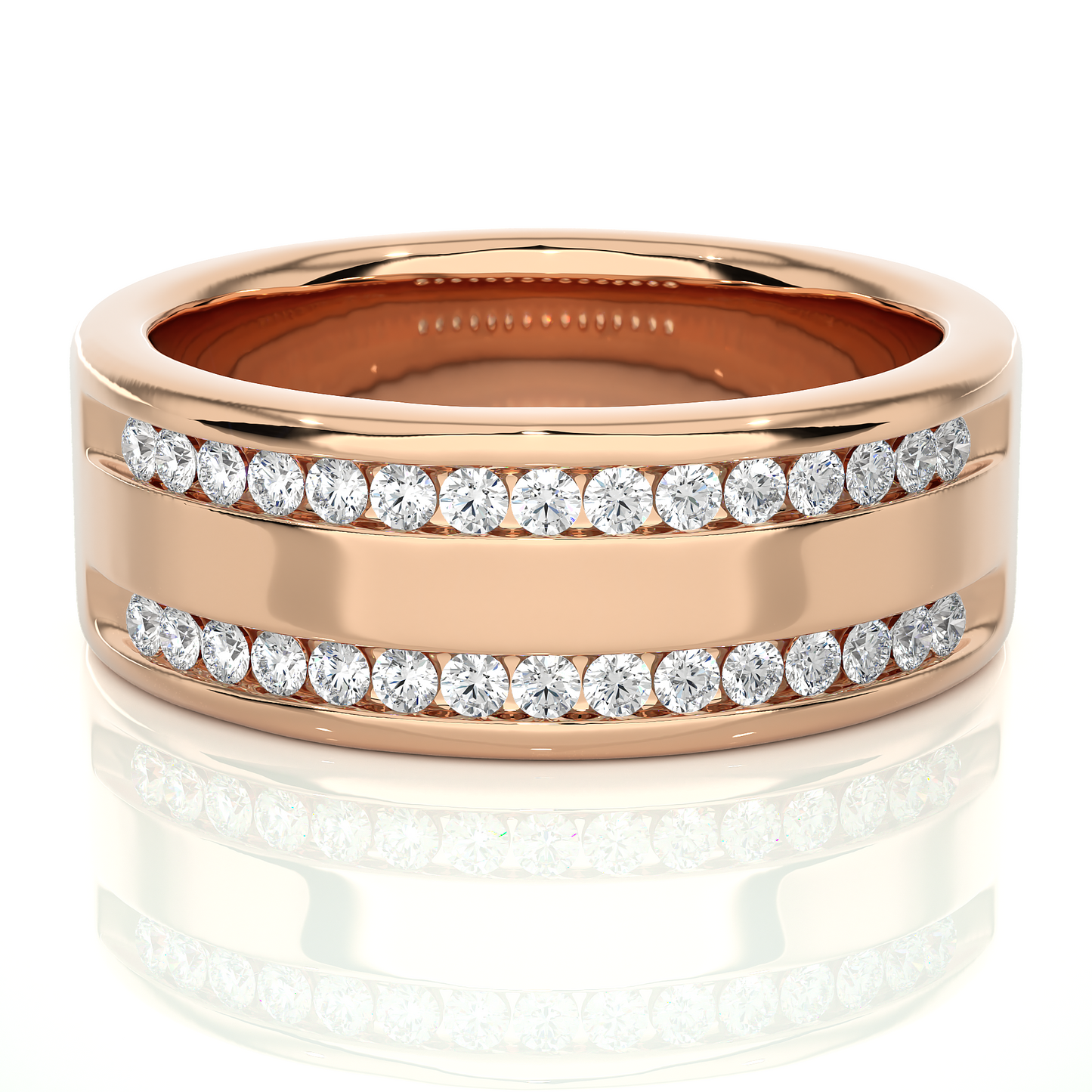2 Row Round Cut Ring/Wedding Ring/EF Color/VS Clarity/1 CTW Diamond Band/CVD Diamond Band/Round Cut Diamond/Prong Set/Pave Set/10k Gold/14k Gold/18k Gold/Yellow Gold/White Gold/Rose Gold/Anniversary Gift