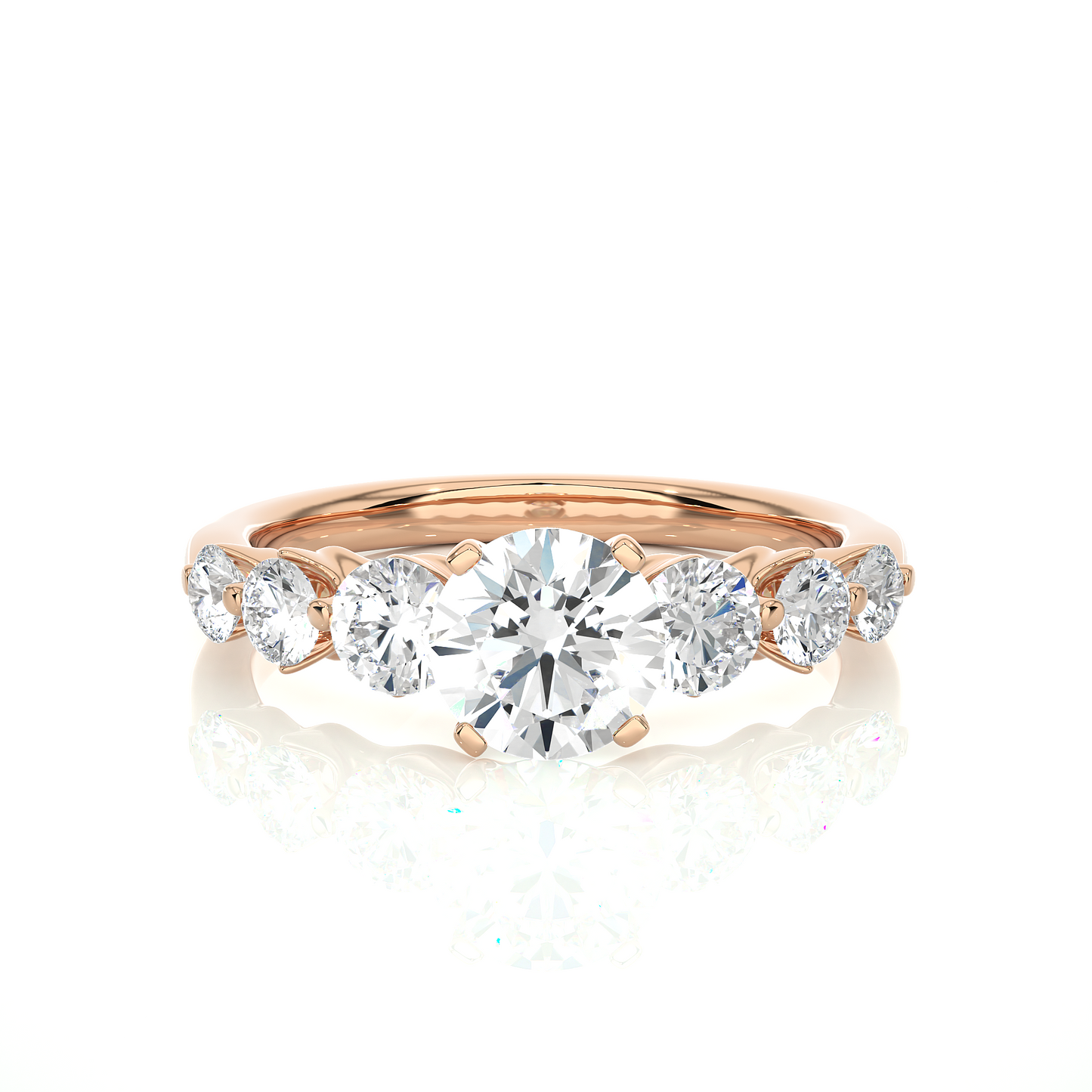 1.16 Ct Round Cut E-VS1 Lab Grown Diamond Gold Engagement Ring/Wedding Ring/E Color/VS Clarity/1 Ct Diamond Ring/CVD Diamond Ring/Round Cut Diamond/Round Diamond Side Stone/Prong Set/Pave Set/10k Gold/14k Gold/18k Gold/Yellow Gold/White Gold/Rose Gold/Anniversary Gift