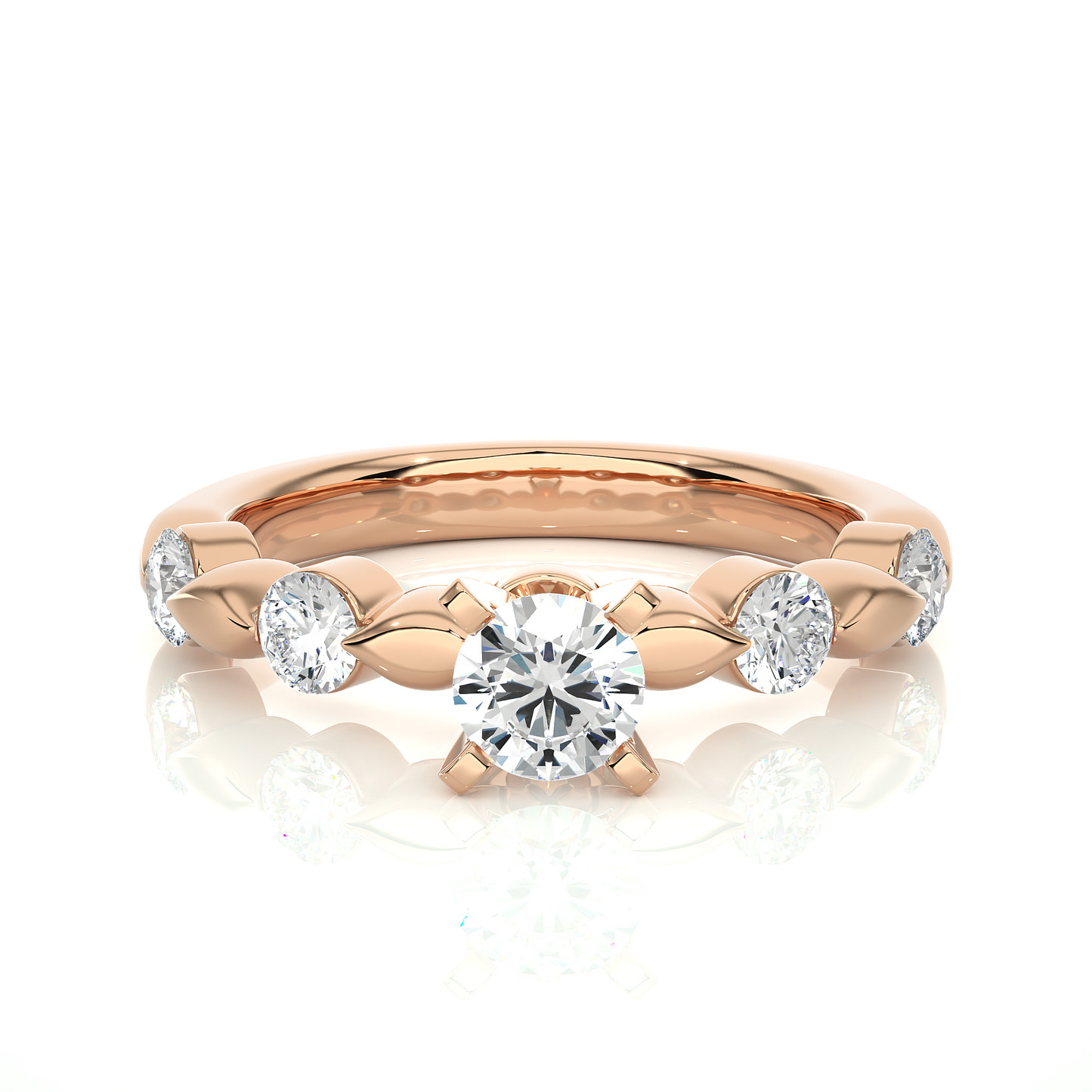 1.01 CT Round Cut Lab Grown Diamond Engagement Ring in Mil-Grain Shank/Wedding Ring/F Color/VS Clarity/1 Ct Diamond Ring/CVD Diamond Ring/Round Cut Diamond/Round Diamond Side Stone/Prong Set/Pave Set/10k Gold/14k Gold/18k Gold/Yellow Gold/White Gold/Rose Gold/Anniversary Gift
