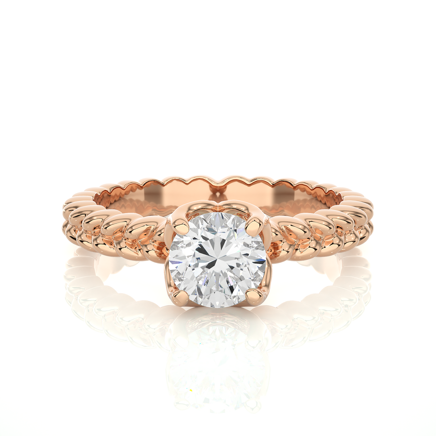 1.5 ct Braid Solitaire Ring/Engagement Ring/Wedding Ring/F Color/VS Clarity/1 Ct Diamond Ring/CVD Diamond Ring/Round Cut Diamond/Prong Set/10k Gold/14k Gold/18k Gold/Yellow Gold/White Gold/Rose Gold/Anniversary Gift