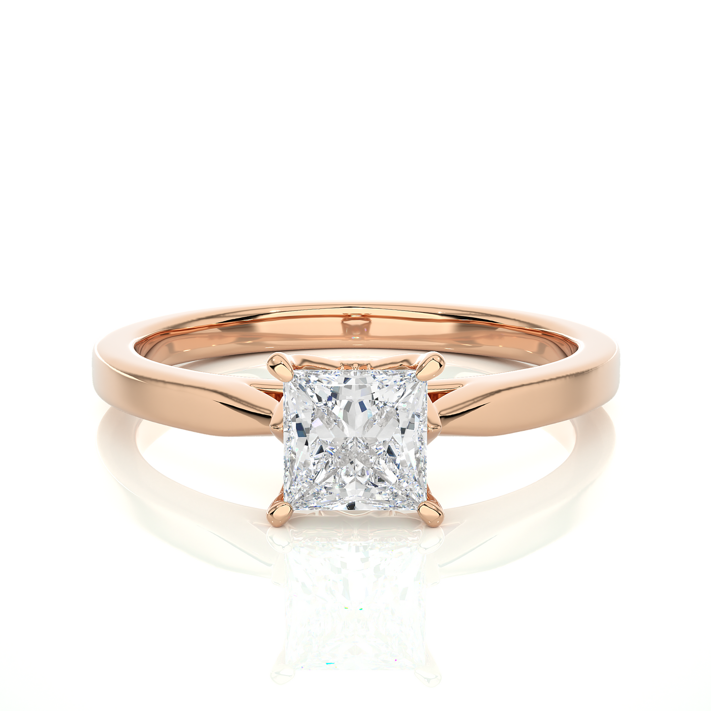 1.01 Ct Princess Cut Lab Grown Diamond Solitaire Engagement Ring/E Color/VS Clarity/1 Ct Diamond Ring/Princess Cut Diamond/CVD Diamond Ring/Four Prong Setting/Rose Gold/White Gold/Yellow Gold/10k Gold/14k Gold/18k Gold