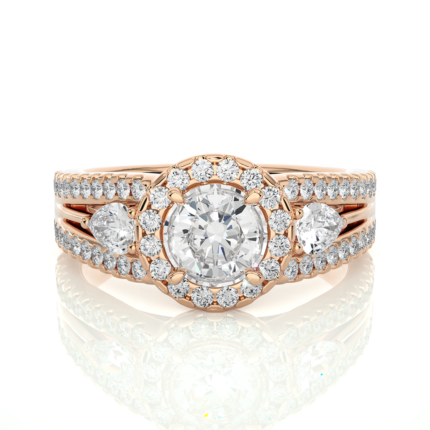 1.18 Ct Round Cut F-VS1 Lab Grown Diamond Gold Engagement Ring/Wedding Ring/F Color/VS Clarity/1 Ct Diamond Ring/CVD Diamond Ring/Round Cut Diamond/Round Diamond Side Stone/Prong Set/Three Stone Set/Halo Set/10k Gold/14k Gold/18k Gold/Yellow Gold/White Gold/Rose Gold/Anniversary Gift