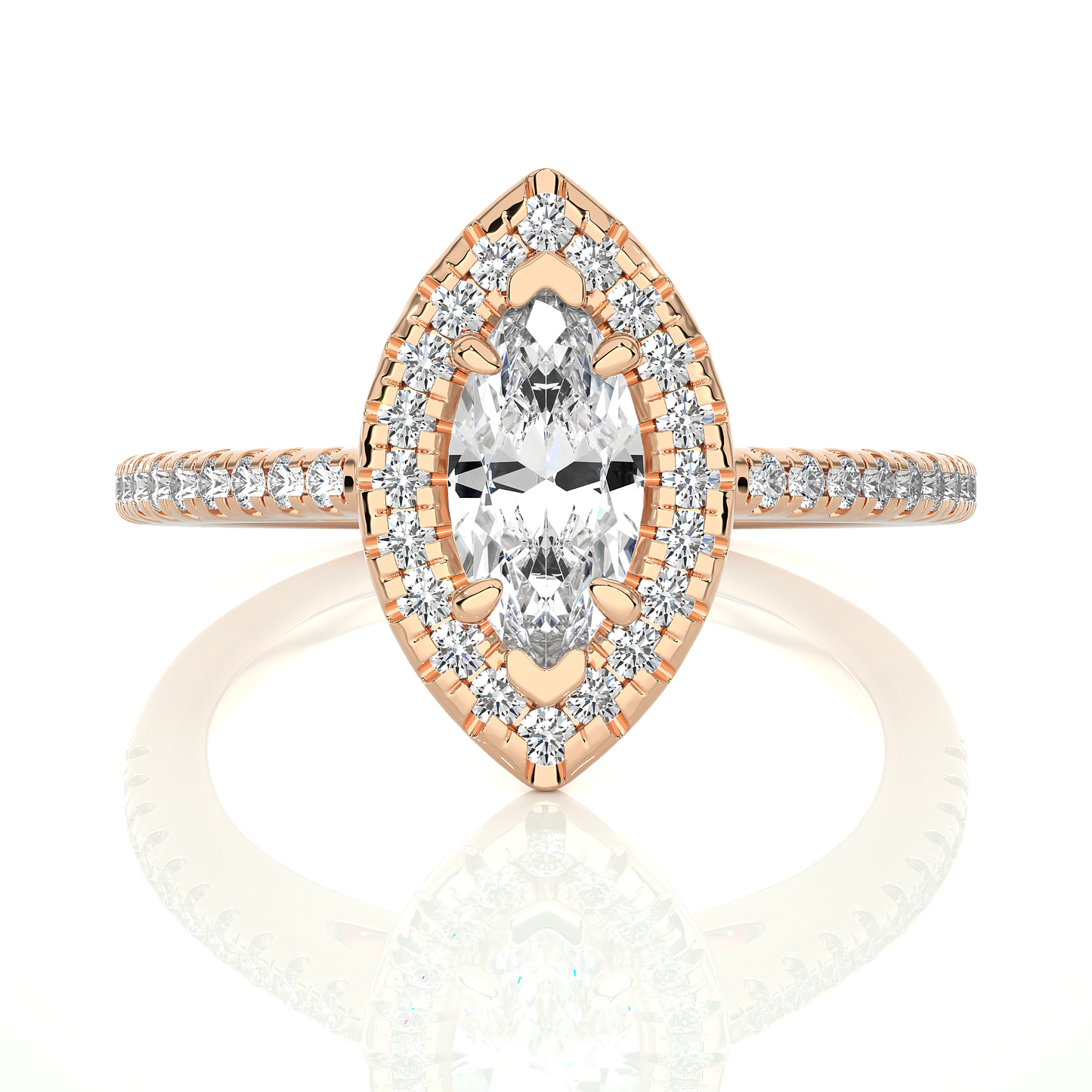 1.02 Ct Marquise Cut F-VS1 Lab Grown Diamond Halo Gold Engagement Ring/Wedding Ring/F Color/VS Clarity/1 Ct Diamond Ring/CVD Diamond Ring/Marquise Cut Diamond/Round Diamond Side Stone/Prong Set/Pave Set/Halo Set/10k Gold/14k Gold/18k Gold/Yellow Gold/White Gold/Rose Gold/Anniversary Gift