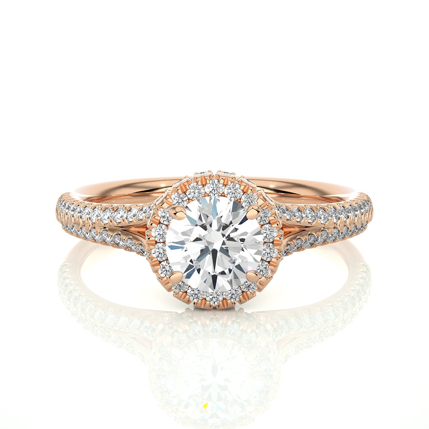 1.01 Ct Round Cut E-VS2 Lab Grown Diamond Engagement Ring/Wedding Ring/E Color/VS Clarity/1 Ct Diamond Ring/CVD Diamond Ring/Round Cut Diamond/Round Diamond Side Stone/Prong Set/Pave Set/10k Gold/14k Gold/18k Gold/Yellow Gold/White Gold/Rose Gold/Anniversary Gift