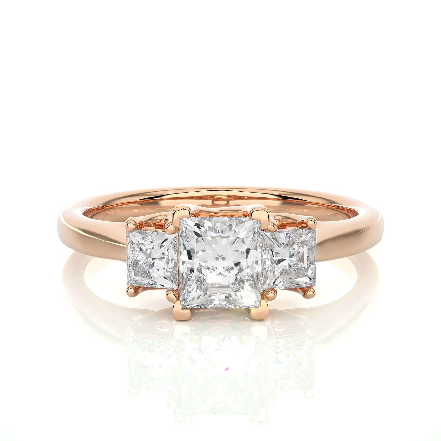1.07 Ct Princess Cut Lab Grown Diamond Three Stone Gold Engagement Ring/Wedding Ring/F Color/VS Clarity/1 Ct Diamond Ring/CVD Diamond Ring/Princess Cut Diamond/Princess Diamond Side Stone/Prong Set/Three Stone Set/10k Gold/14k Gold/18k Gold/Yellow Gold/White Gold/Rose Gold/Anniversary Gift