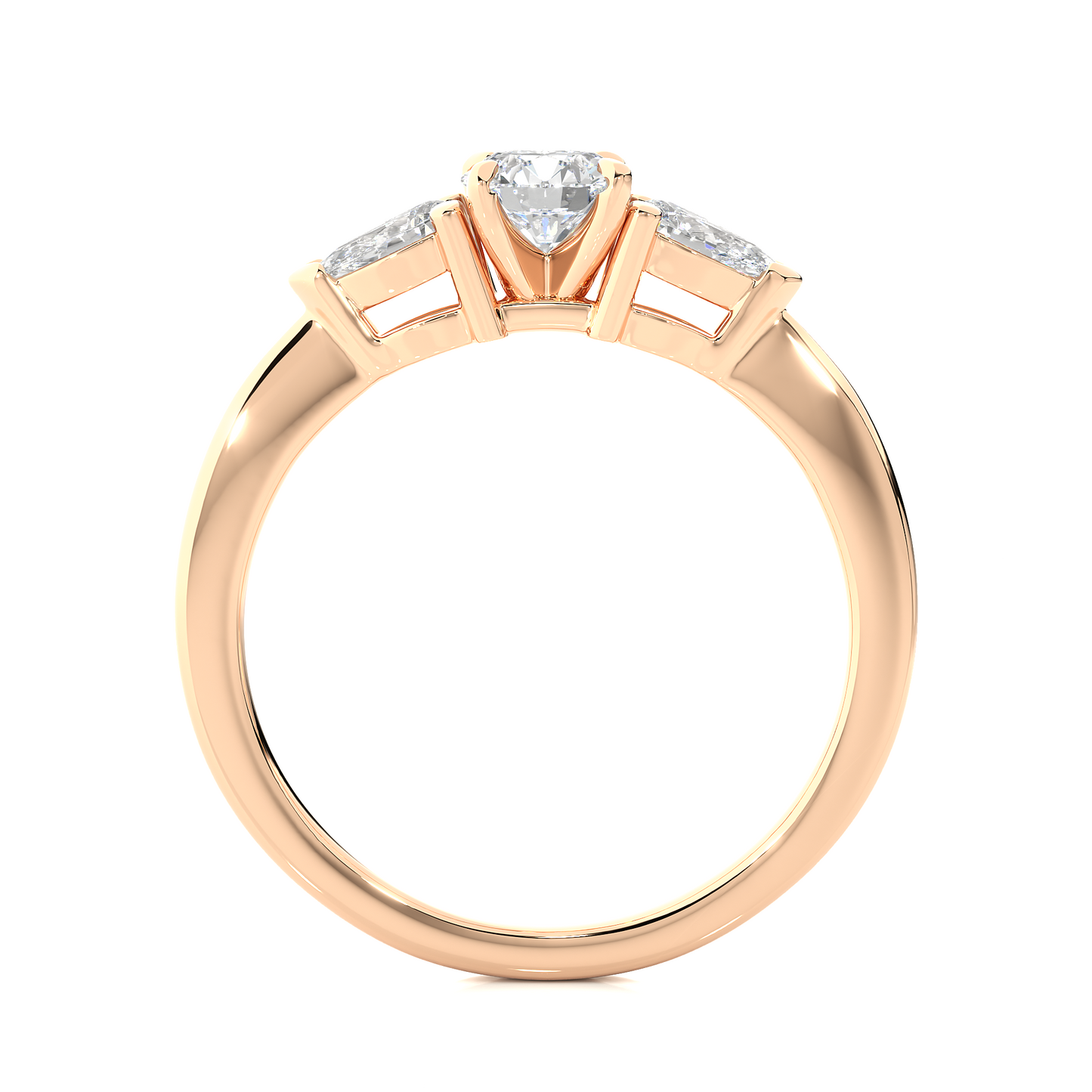 1.16 Ct Round Cut E-VS1 Lab Grown Diamond Three Stone Engagement Ring/Wedding Ring/E Color/VS Clarity/1 Ct Diamond Ring/CVD Diamond Ring/Round Cut Diamond/Pear Diamond Side Stone/Prong Set/Three Stone Set/Halo Set/10k Gold/14k Gold/18k Gold/Yellow Gold/White Gold/Rose Gold/Anniversary Gift