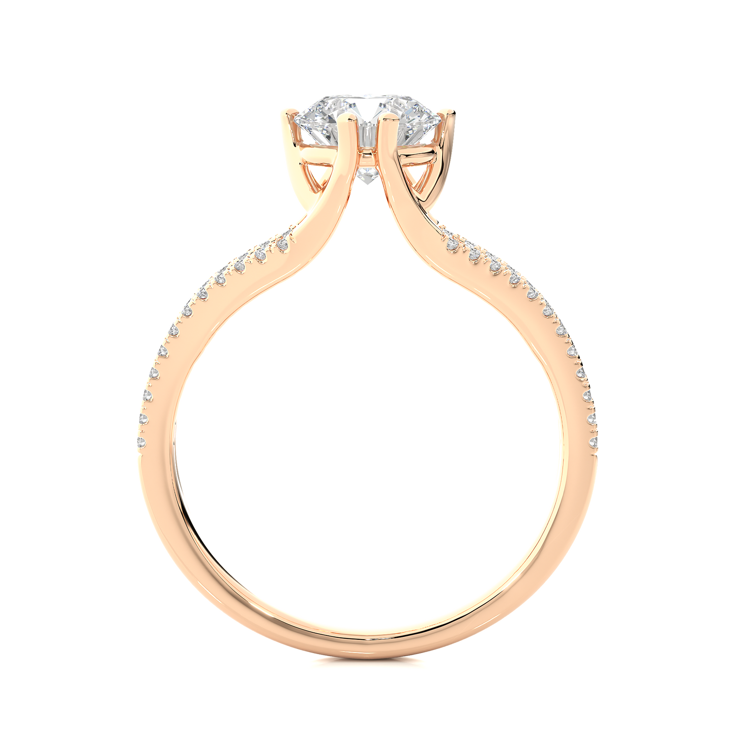 1.08 Ct Round Cut Lab Grown Diamond Split Shank Engagement Ring/Wedding Ring/E Color/VS Clarity/1 Ct Diamond Ring/CVD Diamond Ring/Round Cut Diamond/Round Diamond Side Stone/Four Prong Set/Pave Set/10k Gold/14k Gold/18k Gold/Yellow Gold/White Gold/Rose Gold/Anniversary Gift