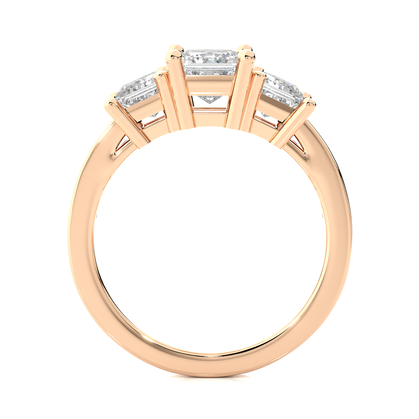 1.44 Ct Princess Cut Lab Grown Diamond Three Stone Gold Engagement Ring/Wedding Ring/F Color/VS Clarity/1 Ct Diamond Ring/CVD Diamond Ring/Princess Cut Diamond/Round Diamond Side Stone/Prong Set/Three Stone Set/Pave Set/10k Gold/14k Gold/18k Gold/Yellow Gold/White Gold/Rose Gold/Anniversary Gift