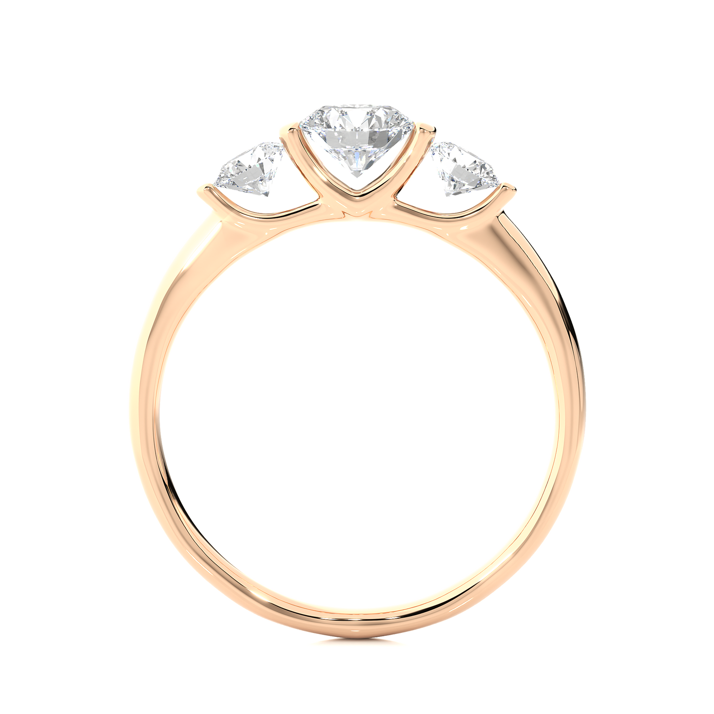 1.0 Ct Round Cut E-VS1 Lab Grown Diamond Three Stone Engagement Ring/Wedding Ring/E Color/VS Clarity/1 Ct Diamond Ring/CVD Diamond Ring/Round Cut Diamond/Round Diamond Side Stone/Prong Set/Three Stone Set/Bar Set/10k Gold/14k Gold/18k Gold/Yellow Gold/White Gold/Rose Gold/Anniversary Gift