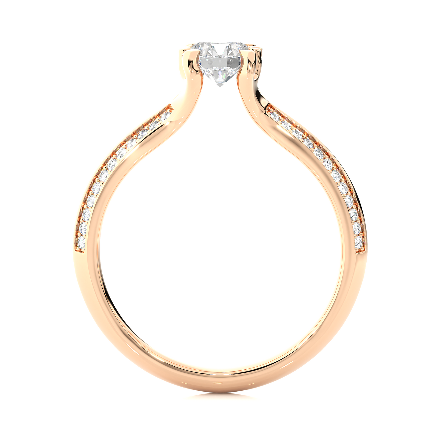 0.65 CT Round Cut Lab Grown Diamond Engagement Ring in Knife Edge Shank With Pave Setting/Wedding Ring/F Color/VS Clarity/1 Ct Diamond Ring/CVD Diamond Ring/Round Cut Diamond/Round Diamond Side Stone/Eight Prong Set/Pave Set/10k Gold/14k Gold/18k Gold/Yellow Gold/White Gold/Rose Gold/Anniversary Gift