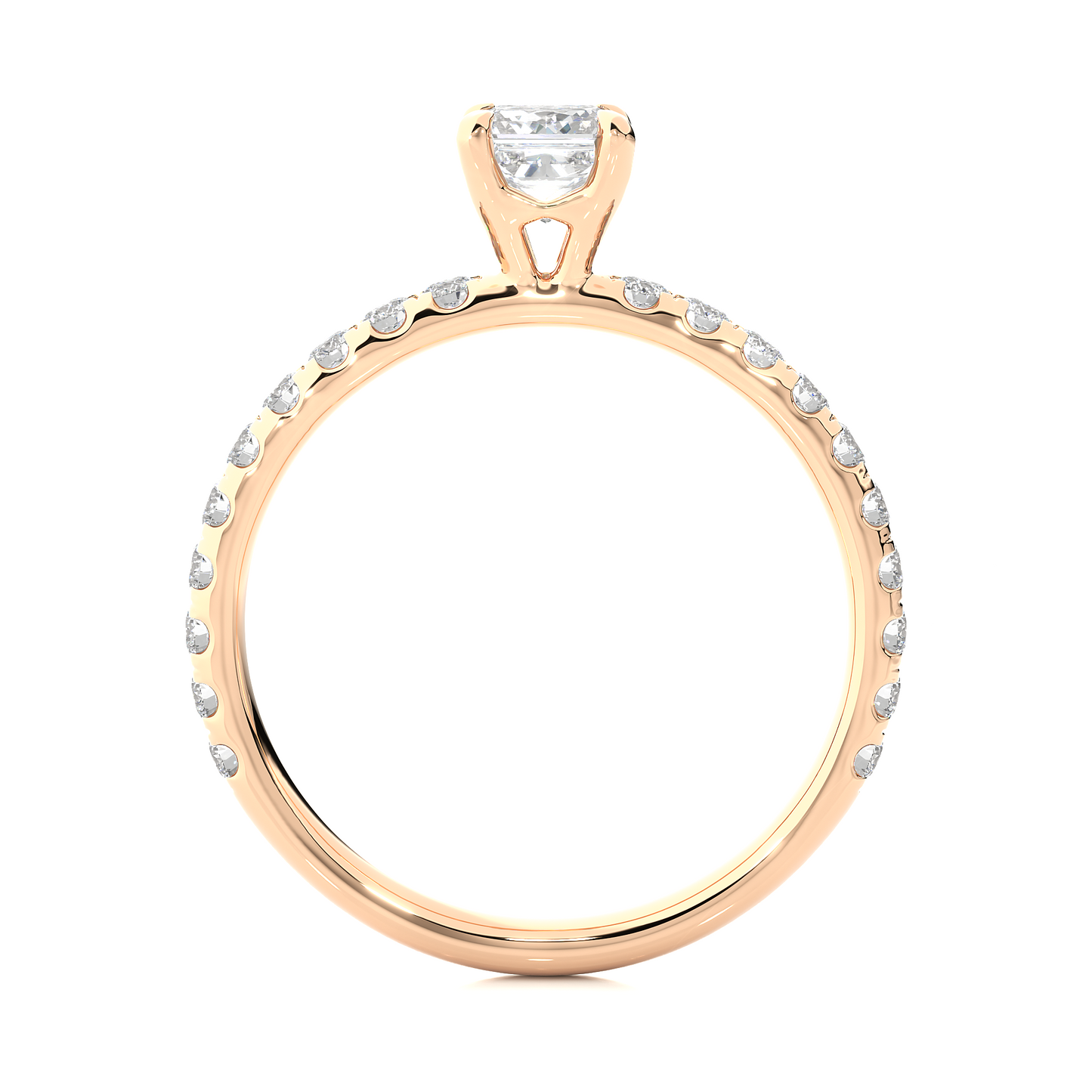1.08 Ct Princess Cut F-VS Lab Grown Diamond Engagement Ring/Wedding Ring/F Color/VS Clarity/1 Ct Diamond Ring/CVD Diamond Ring/Princess Cut Diamond/Round Diamond Side Stone/Prong Set/Pave Set/10k Gold/14k Gold/18k Gold/Yellow Gold/White Gold/Rose Gold/Anniversary Gift
