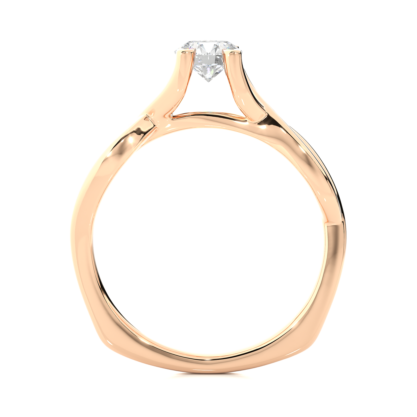 1.03 CT Round Cut Lab Grown Diamond Solitaire Engagement Ring/Round Cut Diamond/1 Ct Diamond Ring/CVD Diamond Ring/Crossover Shank/E Color/VS Clarity/10k Gold/14k Gold/18k Gold/Rose Gold/White Gold/Yellow Gold/Prong Setting