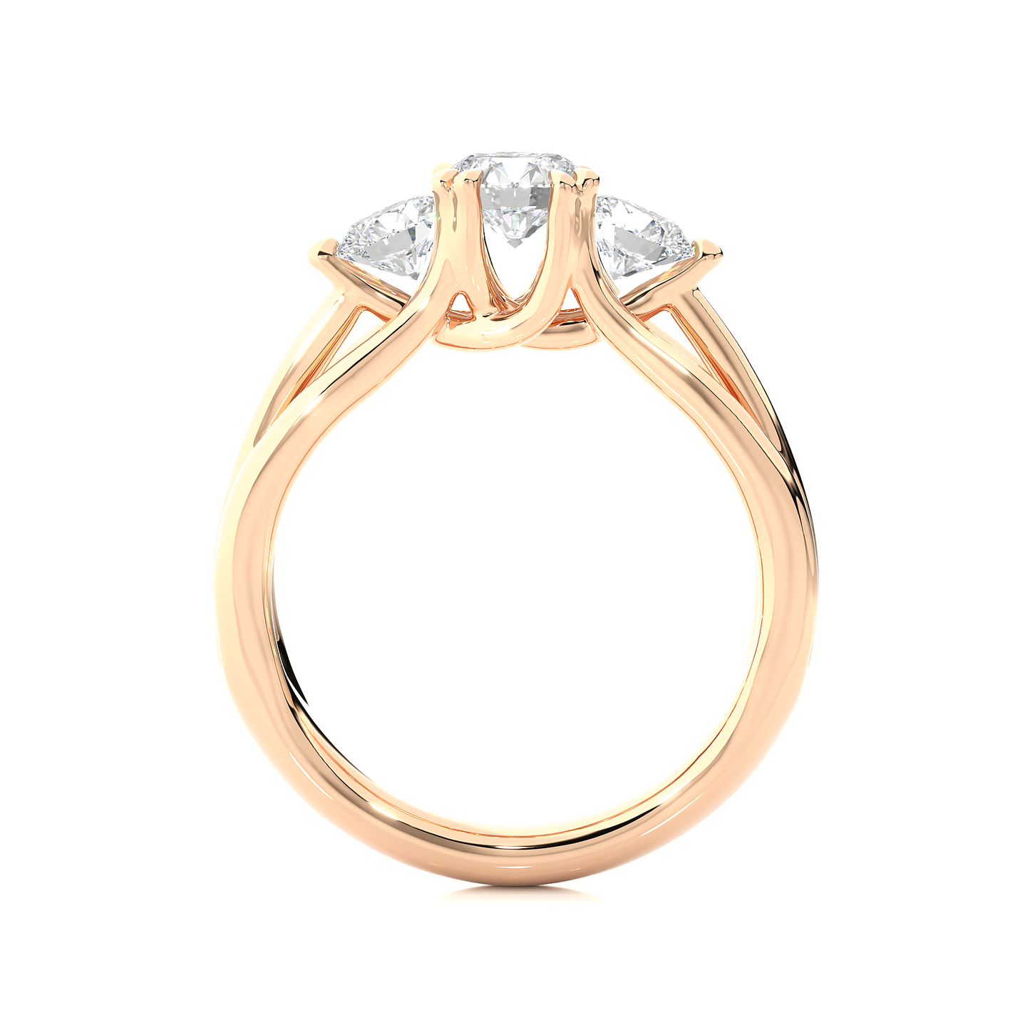 1.15 Ct Round Cut E-VS1 Lab Grown Diamond Gold Engagement Ring/Wedding Ring/E Color/VS Clarity/1 Ct Diamond Ring/CVD Diamond Ring/Round Cut Diamond/Round Diamond Side Stone/Prong Set/Three Stone Set/10k Gold/14k Gold/18k Gold/Yellow Gold/White Gold/Rose Gold/Anniversary Gift