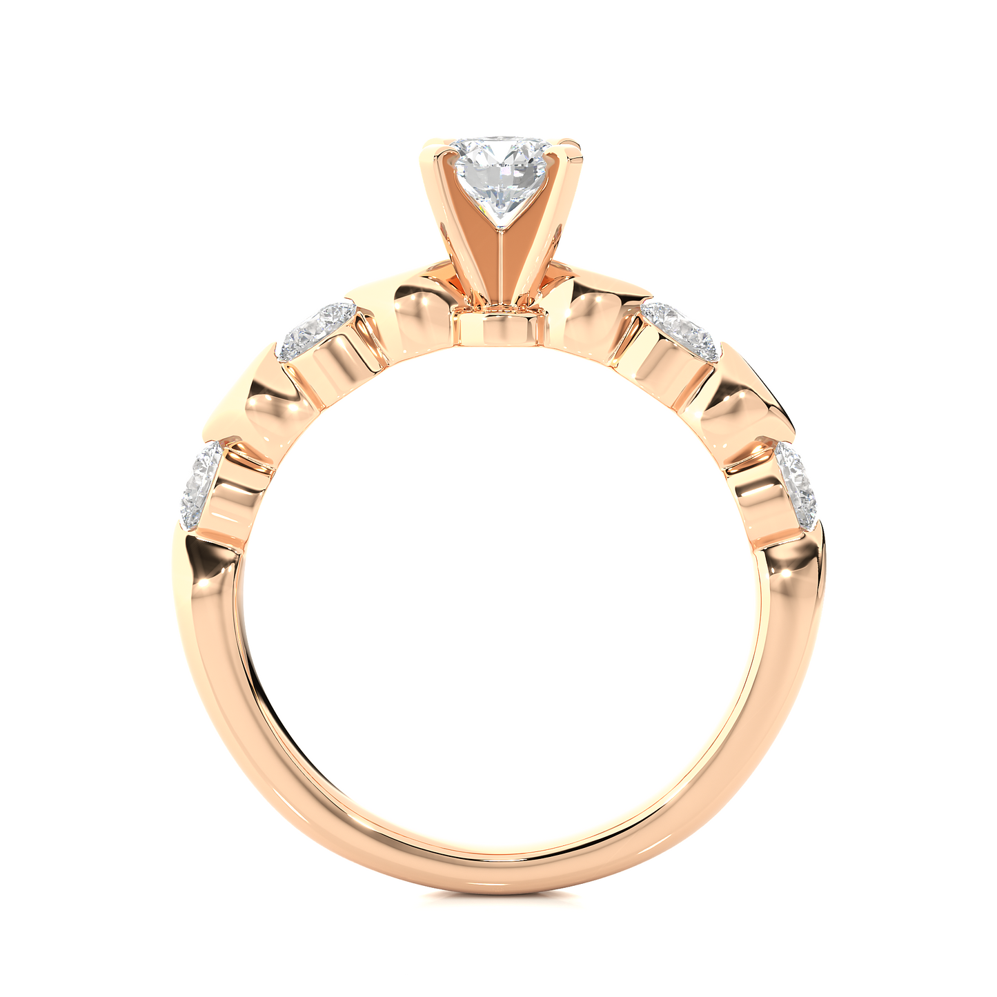 1.01 CT Round Cut Lab Grown Diamond Engagement Ring in Mil-Grain Shank/Wedding Ring/F Color/VS Clarity/1 Ct Diamond Ring/CVD Diamond Ring/Round Cut Diamond/Round Diamond Side Stone/Prong Set/Pave Set/10k Gold/14k Gold/18k Gold/Yellow Gold/White Gold/Rose Gold/Anniversary Gift