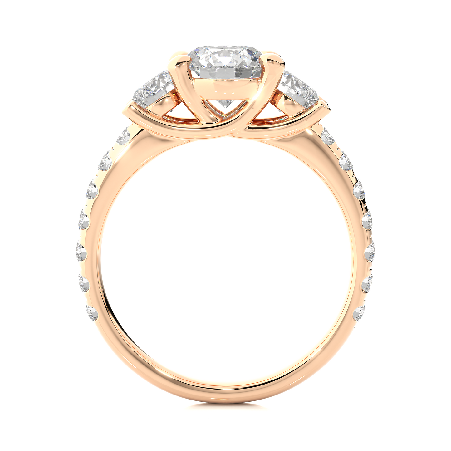 1.75 Ct Round Cut Lab Grown Diamond Three Stone Engagement Ring/Wedding Ring/F Color/VS Clarity/1 Ct Diamond Ring/CVD Diamond Ring/Round Cut Diamond/Round Diamond Side Stone/Prong Set/Three Stone Set/Pave Set/10k Gold/14k Gold/18k Gold/Yellow Gold/White Gold/Rose Gold/Anniversary Gift