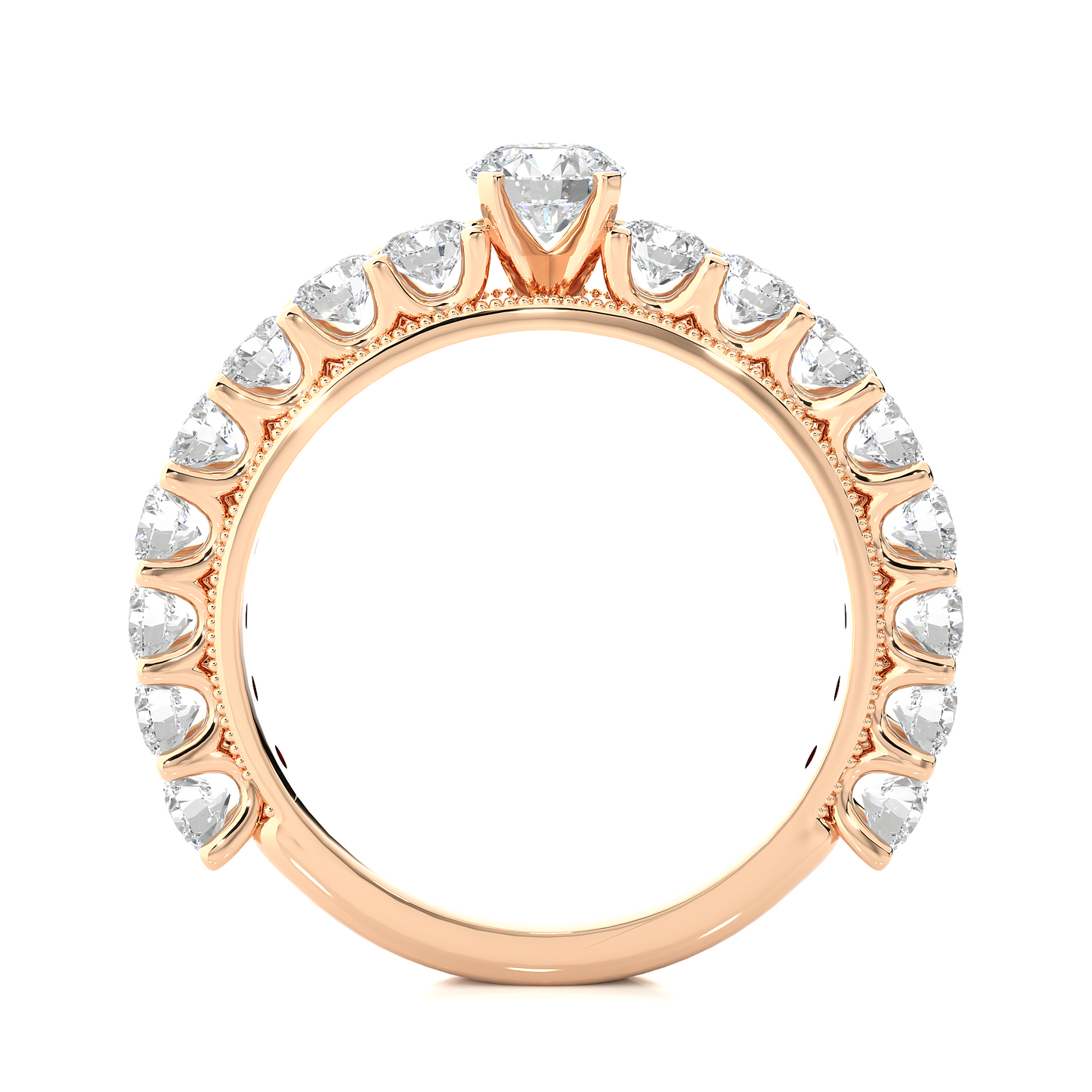 0.5 CT Round Cut Lab Grown Diamond Engagement Ring in Pave Setting/Wedding Ring/E Color/VS Clarity/1 Ct Diamond Ring/CVD Diamond Ring/Round Cut Diamond/Round Diamond Side Stone/Prong Set/Pave Set/10k Gold/14k Gold/18k Gold/Yellow Gold/White Gold/Rose Gold/Anniversary Gift