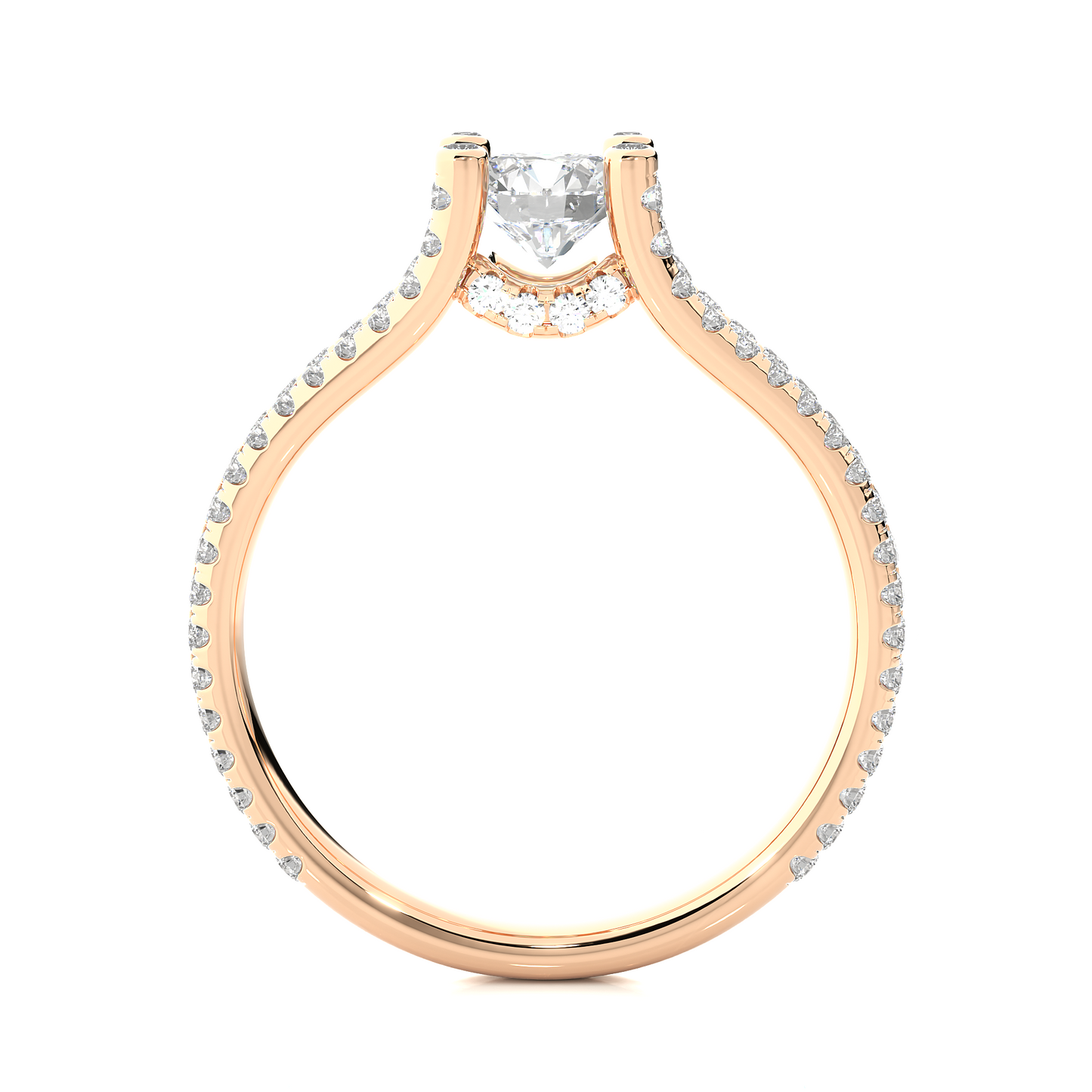 1.02 CT Round Cut Lab Grown Diamond Engagement Ring in Split Shank With Pave Setting/Wedding Ring/F Color/VS Clarity/1 Ct Diamond Ring/CVD Diamond Ring/Round Cut Diamond/Round Diamond Side Stone/Four Prong Set/Pave Set/10k Gold/14k Gold/18k Gold/Yellow Gold/White Gold/Rose Gold/Anniversary Gift