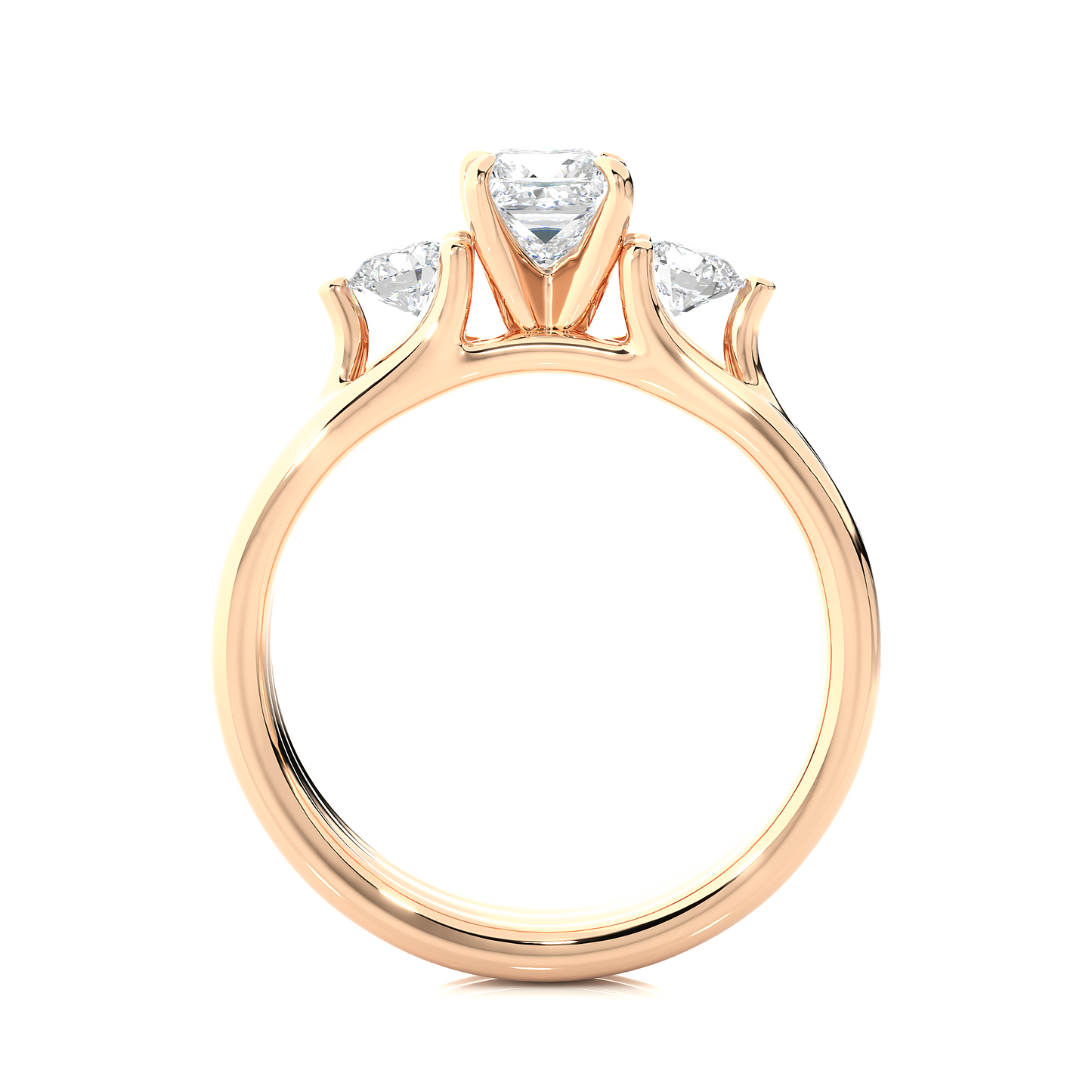 1.11 Ct Princess Cut F-VS1 Lab Grown Diamond Three Stone Engagement Ring/Wedding Ring/F Color/VS Clarity/1 Ct Diamond Ring/CVD Diamond Ring/Princess Cut Diamond/Round Diamond Side Stone/Prong Set/Three Stone Set/10k Gold/14k Gold/18k Gold/Yellow Gold/White Gold/Rose Gold/Anniversary Gift