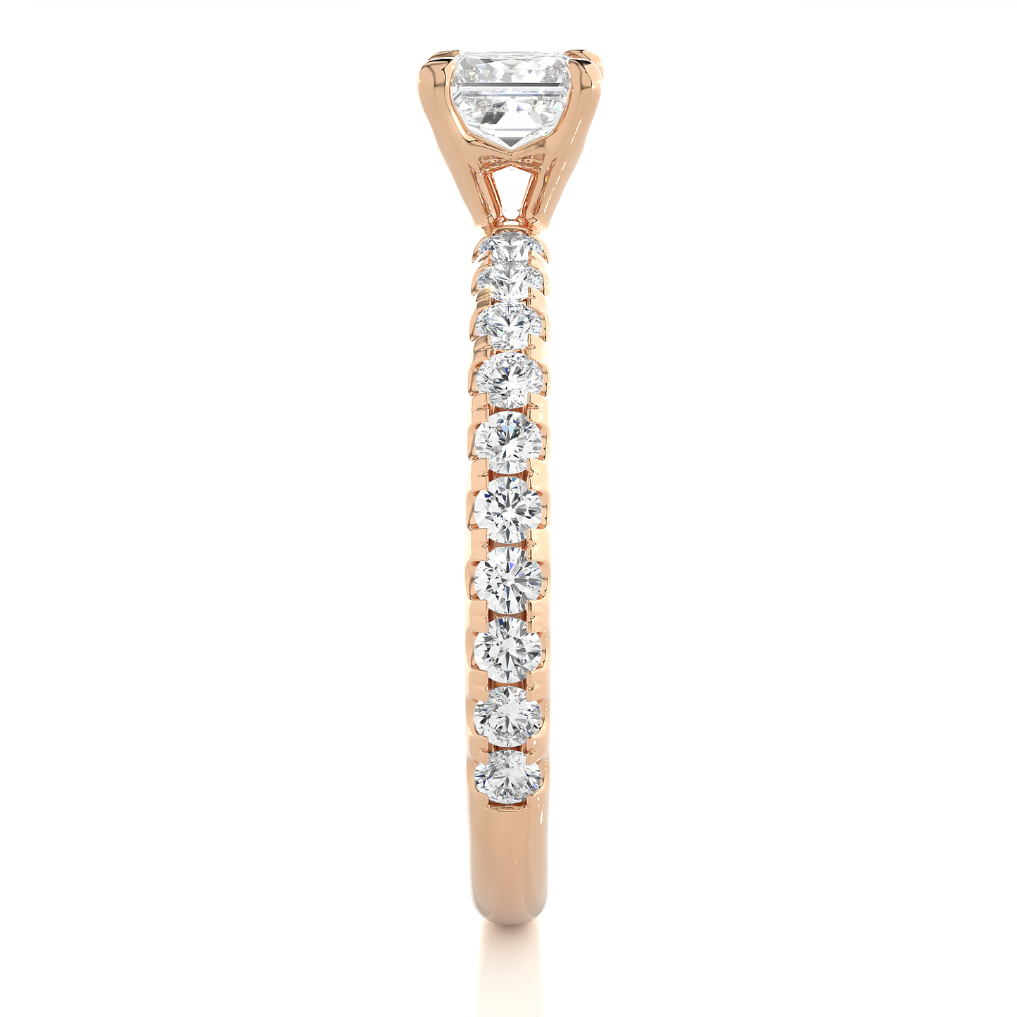 1.08 Ct Princess Cut F-VS Lab Grown Diamond Engagement Ring/Wedding Ring/F Color/VS Clarity/1 Ct Diamond Ring/CVD Diamond Ring/Princess Cut Diamond/Round Diamond Side Stone/Prong Set/Pave Set/10k Gold/14k Gold/18k Gold/Yellow Gold/White Gold/Rose Gold/Anniversary Gift