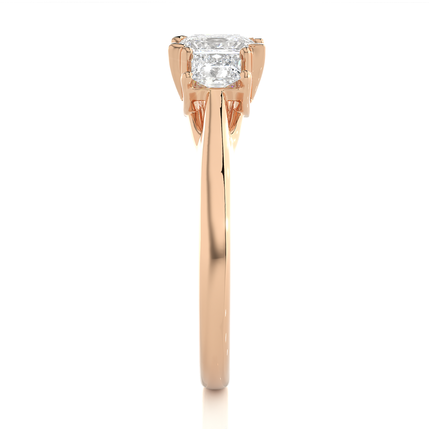 1.07 Ct Princess Cut Lab Grown Diamond Three Stone Gold Engagement Ring/Wedding Ring/F Color/VS Clarity/1 Ct Diamond Ring/CVD Diamond Ring/Princess Cut Diamond/Princess Diamond Side Stone/Prong Set/Three Stone Set/10k Gold/14k Gold/18k Gold/Yellow Gold/White Gold/Rose Gold/Anniversary Gift