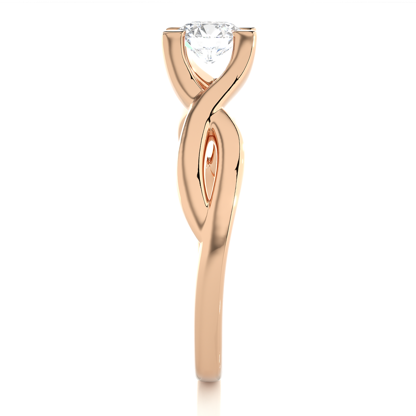 1.03 CT Round Cut Lab Grown Diamond Solitaire Engagement Ring/Round Cut Diamond/1 Ct Diamond Ring/CVD Diamond Ring/Crossover Shank/E Color/VS Clarity/10k Gold/14k Gold/18k Gold/Rose Gold/White Gold/Yellow Gold/Prong Setting