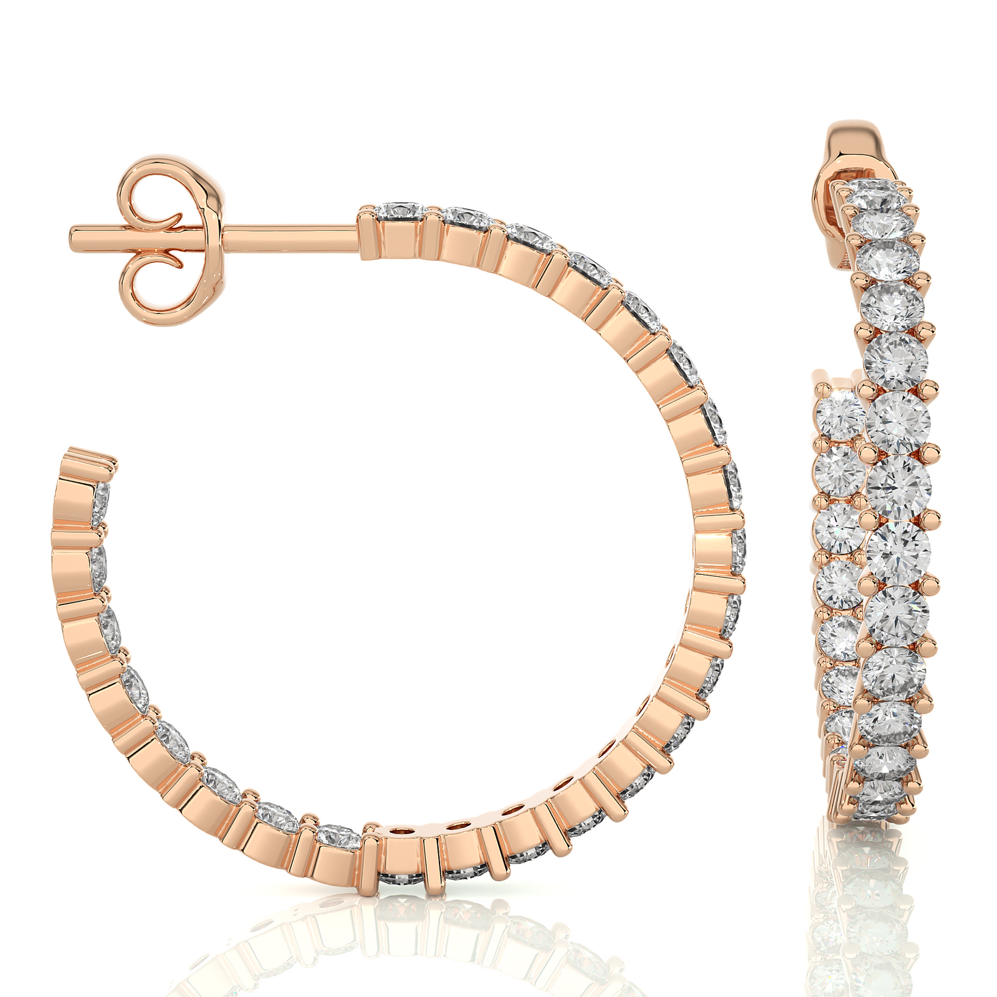Inside-Out Hoops/Round Stone Earrings/Gold CVD Diamond Earring/Anniversary Gift/Solitaire Diamond Stud Earring/1 Ct Diamond Earring/Prong Setting/igi Certified/Stud Earring/Ethical Diamond/Silver Earring/Gold Earring/CVD Diamond Earring/E Color Diamond/VS Clarity Diamond/Manmade Diamond/Lab Grown Diamond/Round Cut Diamond