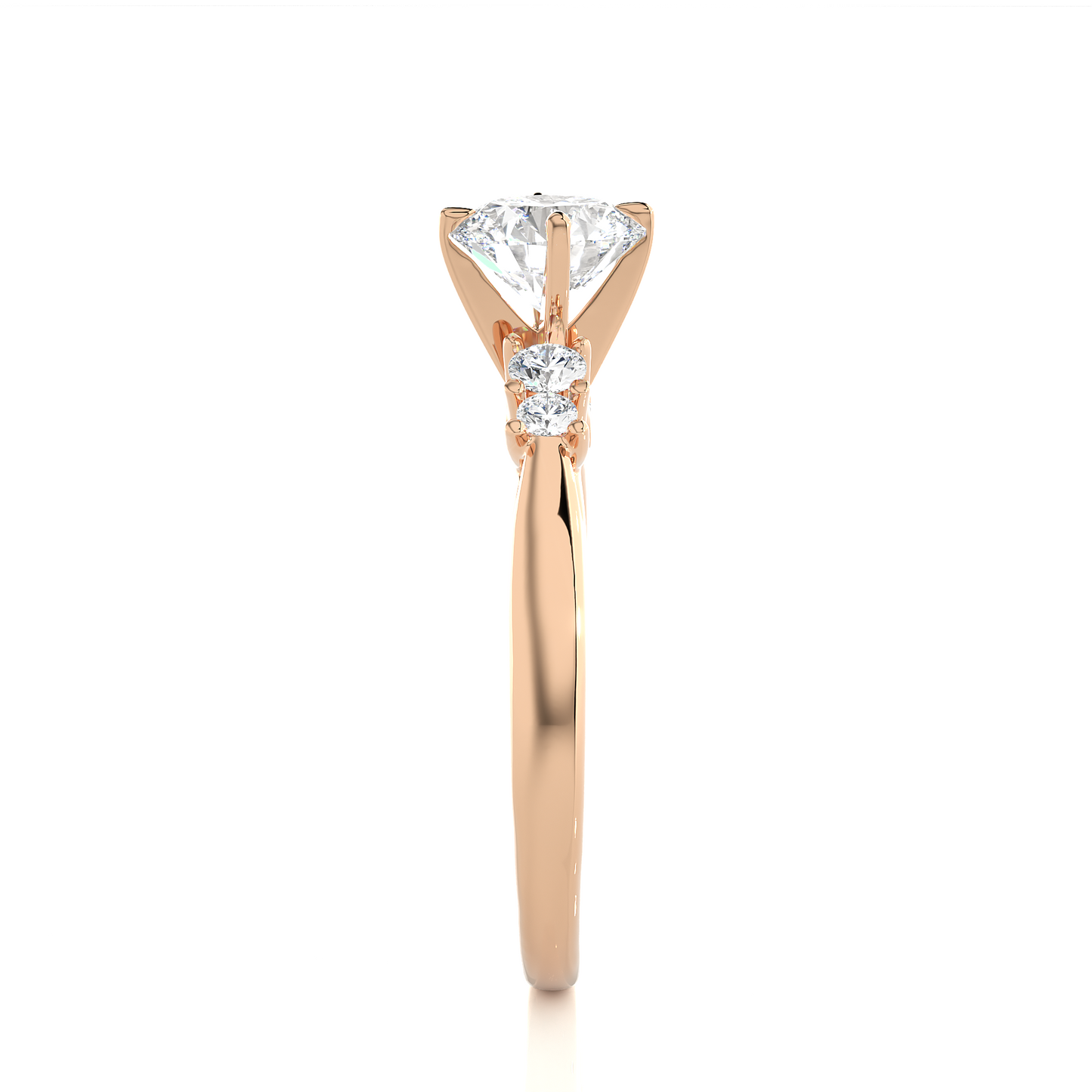 1.01 Ct Round Cut E-VS1 Lab Grown Diamond Engagement Ring/Wedding Ring/E Color/VS Clarity/1 Ct Diamond Ring/CVD Diamond Ring/Round Cut Diamond/Round Diamond Side Stone/Prong Set/Pave Set/10k Gold/14k Gold/18k Gold/Yellow Gold/White Gold/Rose Gold/Anniversary Gift