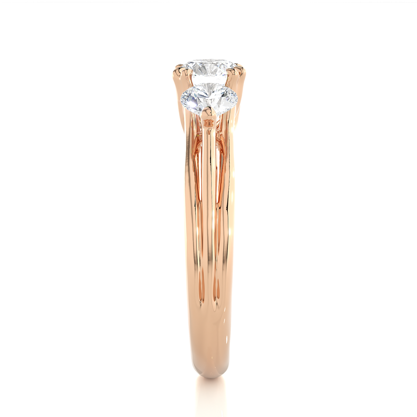 1.15 Ct Round Cut E-VS1 Lab Grown Diamond Gold Engagement Ring/Wedding Ring/E Color/VS Clarity/1 Ct Diamond Ring/CVD Diamond Ring/Round Cut Diamond/Round Diamond Side Stone/Prong Set/Three Stone Set/10k Gold/14k Gold/18k Gold/Yellow Gold/White Gold/Rose Gold/Anniversary Gift