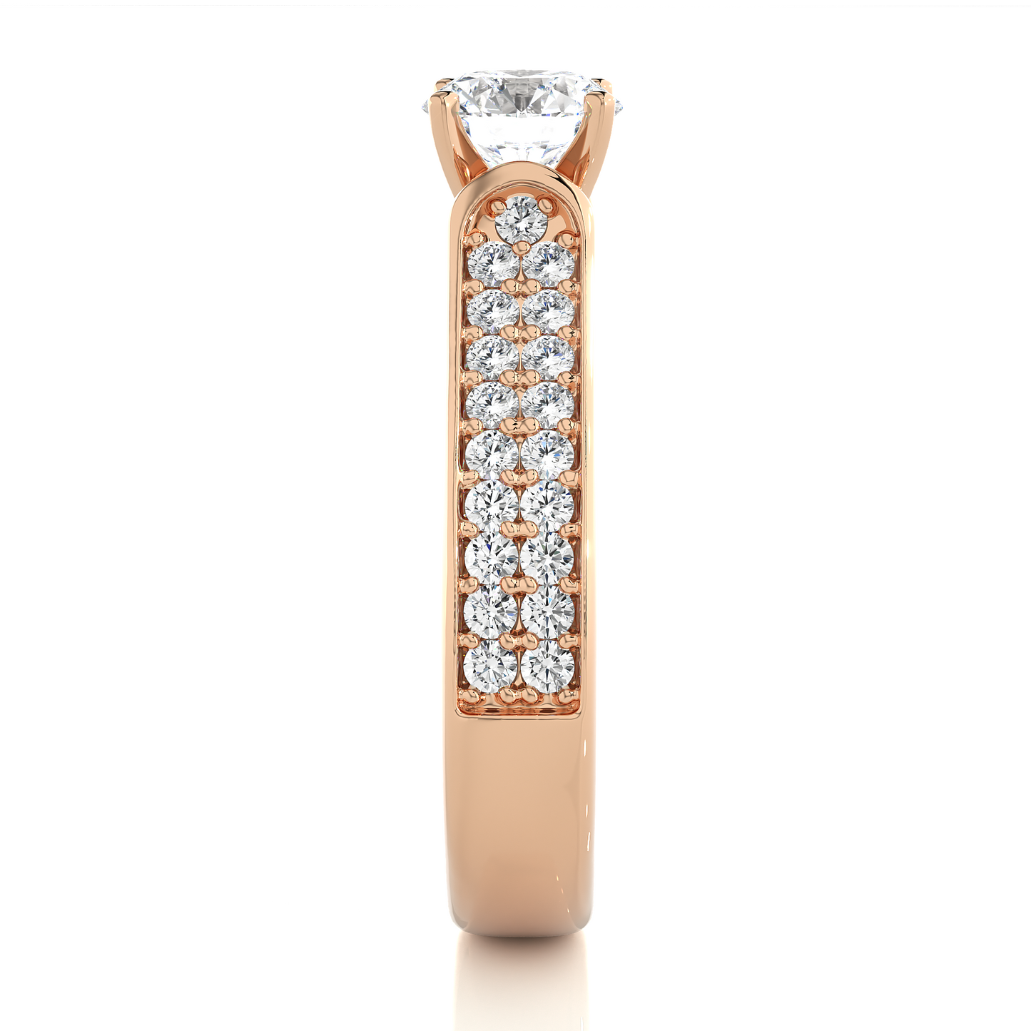 1.08 CT Round Cut E/VS1 Lab Diamond Engagement Ring in Multi-pave Setting/Wedding Ring/F Color/VS Clarity/1 Ct Diamond Ring/CVD Diamond Ring/Round Cut Diamond/Round Diamond Side Stone/Four Prong Set/Pave Set/10k Gold/14k Gold/18k Gold/Yellow Gold/White Gold/Rose Gold/Anniversary Gift