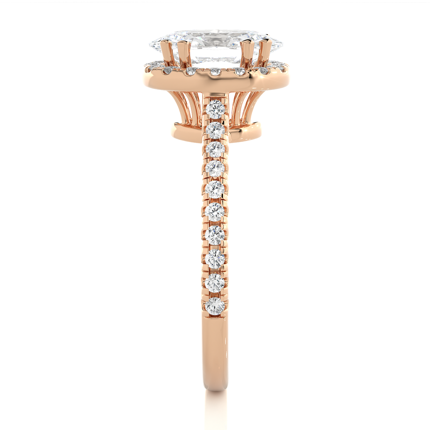 1.5 ct Spaced Oval Ring/Engagement Ring/Wedding Ring/E Color/VS Clarity/1 Ct Diamond Ring/CVD Diamond Ring/Oval Cut Diamond/Round Diamond Side Stone/Eight Prong Set/Halo Set/Pave Set/10k Gold/14k Gold/18k Gold/Yellow Gold/White Gold/Rose Gold/Anniversary Gift