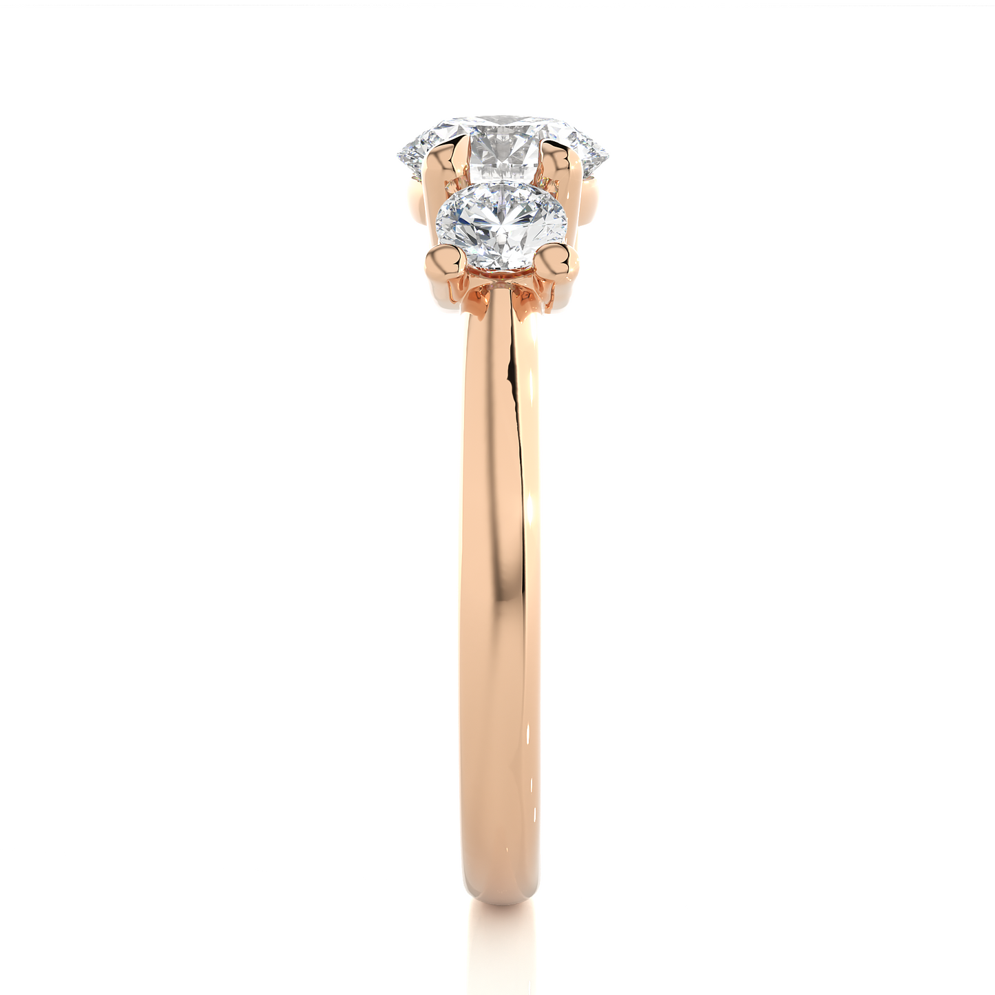 1.35 Ct Round Cut E-VS Lab Grown Diamond Three Stone Engagement Ring/Wedding Ring/E Color/VS Clarity/1 Ct Diamond Ring/CVD Diamond Ring/Round Cut Diamond/Round Diamond Side Stone/Prong Set/Three Stone Set/10k Gold/14k Gold/18k Gold/Yellow Gold/White Gold/Rose Gold/Anniversary Gift