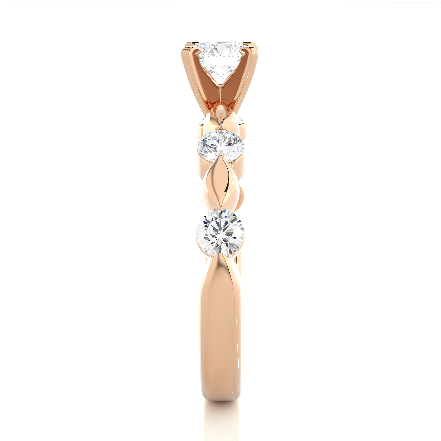 1.01 CT Round Cut Lab Grown Diamond Engagement Ring in Mil-Grain Shank/Wedding Ring/F Color/VS Clarity/1 Ct Diamond Ring/CVD Diamond Ring/Round Cut Diamond/Round Diamond Side Stone/Prong Set/Pave Set/10k Gold/14k Gold/18k Gold/Yellow Gold/White Gold/Rose Gold/Anniversary Gift