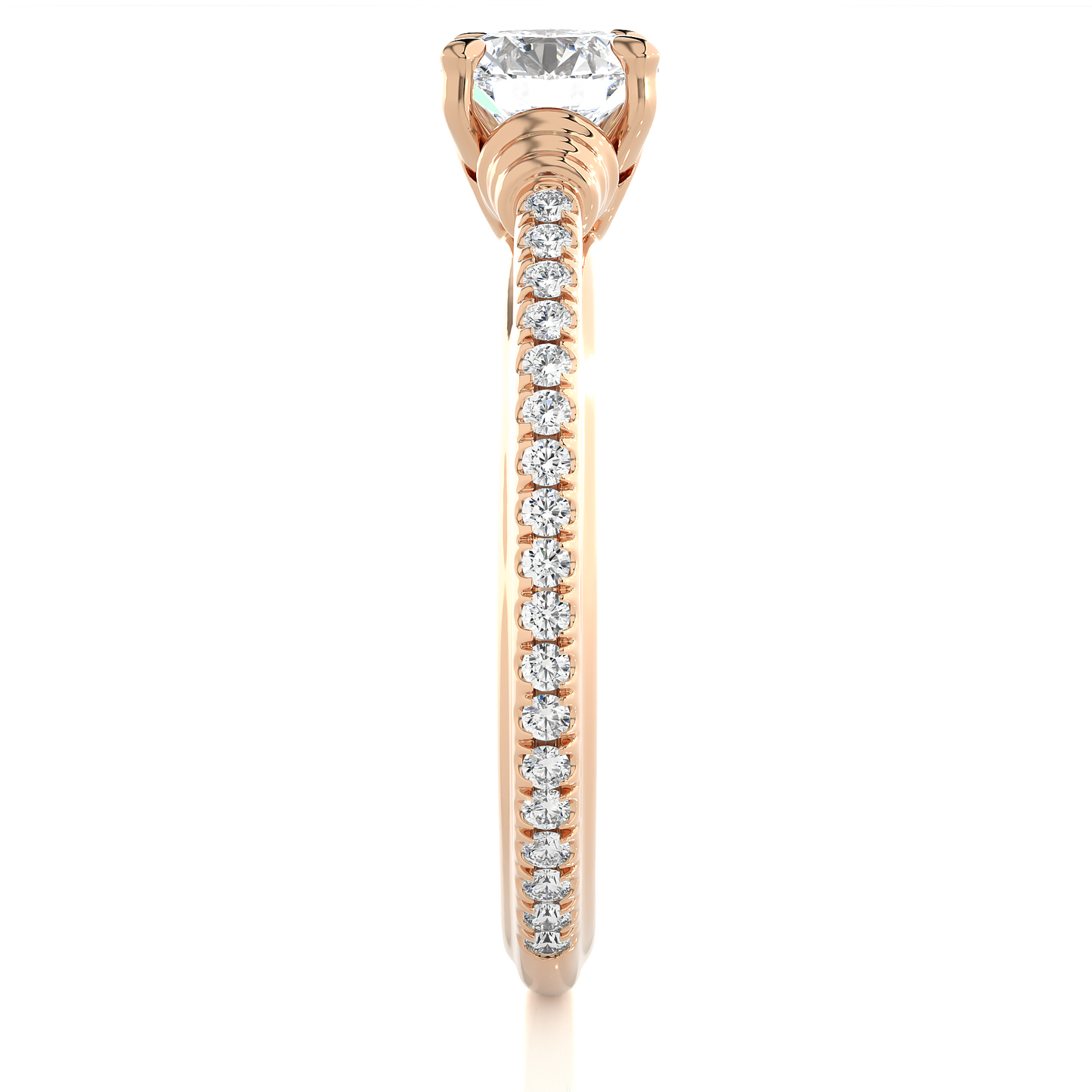 1.03 Ct Round Cut E-VS1 Lab Grown Diamond Engagement Ring/Wedding Ring/E Color/VS Clarity/1 Ct Diamond Ring/CVD Diamond Ring/Round Cut Diamond/Round Diamond Side Stone/Prong Set/Pave Set/10k Gold/14k Gold/18k Gold/Yellow Gold/White Gold/Rose Gold/Anniversary Gift