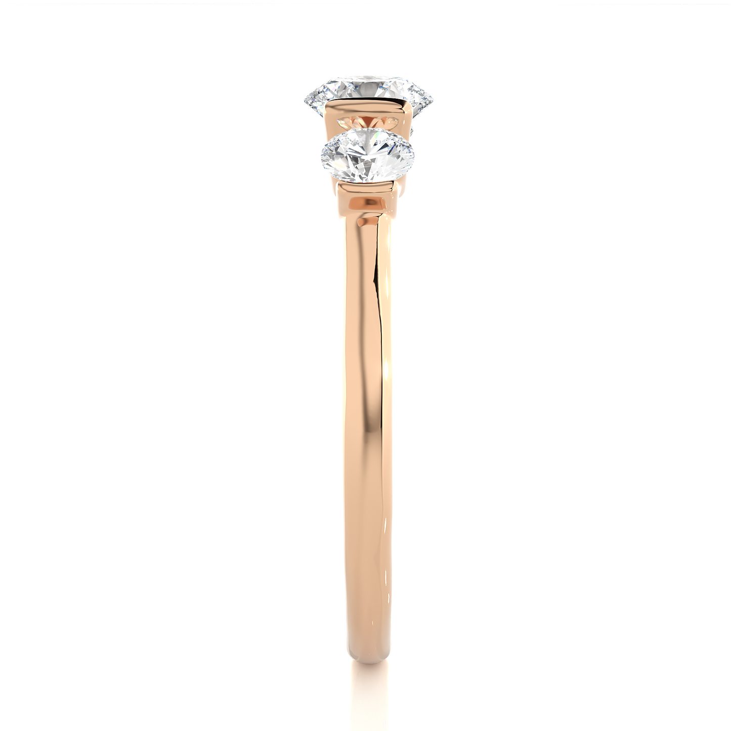 1.0 Ct Round Cut E-VS1 Lab Grown Diamond Three Stone Engagement Ring/Wedding Ring/E Color/VS Clarity/1 Ct Diamond Ring/CVD Diamond Ring/Round Cut Diamond/Round Diamond Side Stone/Prong Set/Three Stone Set/Bar Set/10k Gold/14k Gold/18k Gold/Yellow Gold/White Gold/Rose Gold/Anniversary Gift