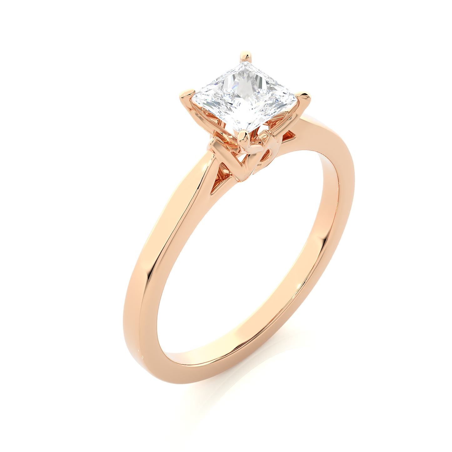 1.01 Ct Princess Cut Lab Grown Diamond Solitaire Engagement Ring/E Color/VS Clarity/1 Ct Diamond Ring/Princess Cut Diamond/CVD Diamond Ring/Four Prong Setting/Rose Gold/White Gold/Yellow Gold/10k Gold/14k Gold/18k Gold