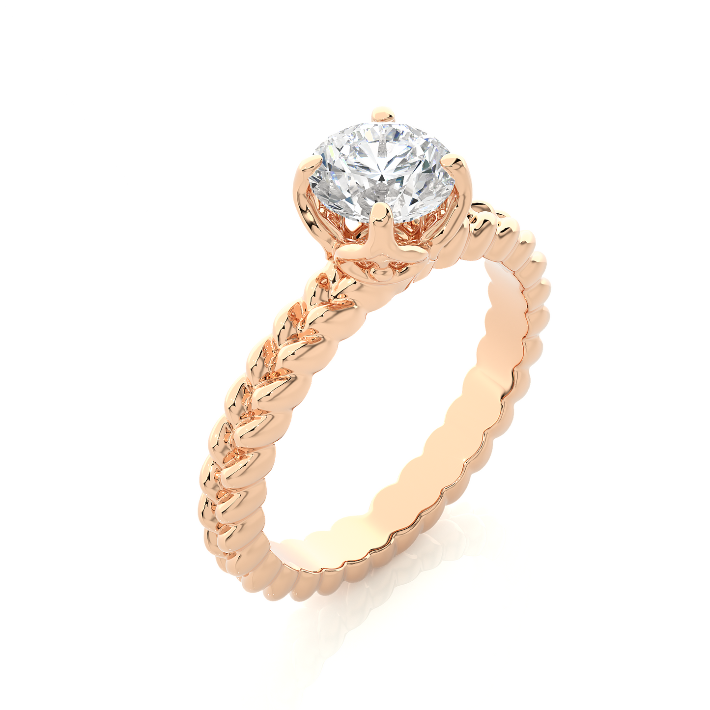 1.5 ct Braid Solitaire Ring/Engagement Ring/Wedding Ring/F Color/VS Clarity/1 Ct Diamond Ring/CVD Diamond Ring/Round Cut Diamond/Prong Set/10k Gold/14k Gold/18k Gold/Yellow Gold/White Gold/Rose Gold/Anniversary Gift