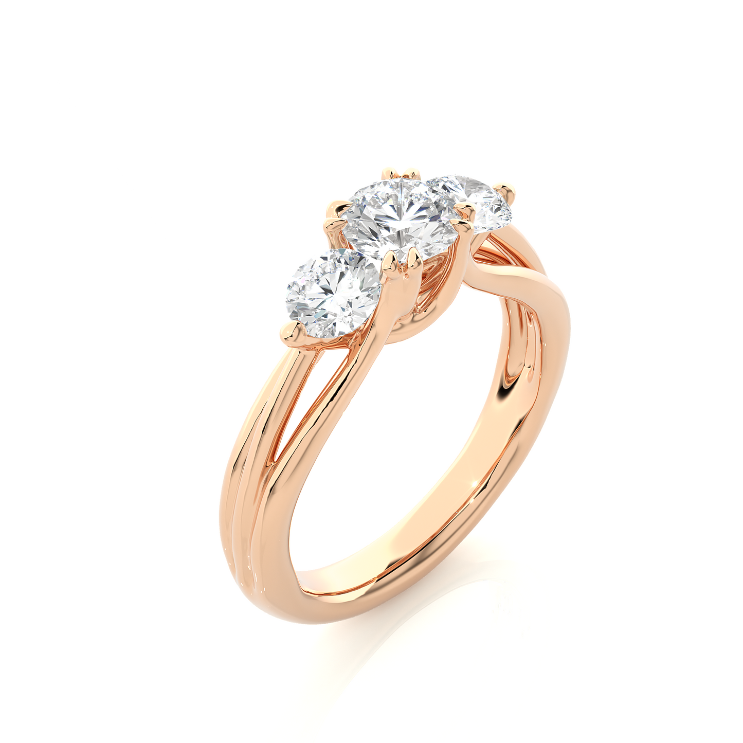 1.15 Ct Round Cut E-VS1 Lab Grown Diamond Gold Engagement Ring/Wedding Ring/E Color/VS Clarity/1 Ct Diamond Ring/CVD Diamond Ring/Round Cut Diamond/Round Diamond Side Stone/Prong Set/Three Stone Set/10k Gold/14k Gold/18k Gold/Yellow Gold/White Gold/Rose Gold/Anniversary Gift