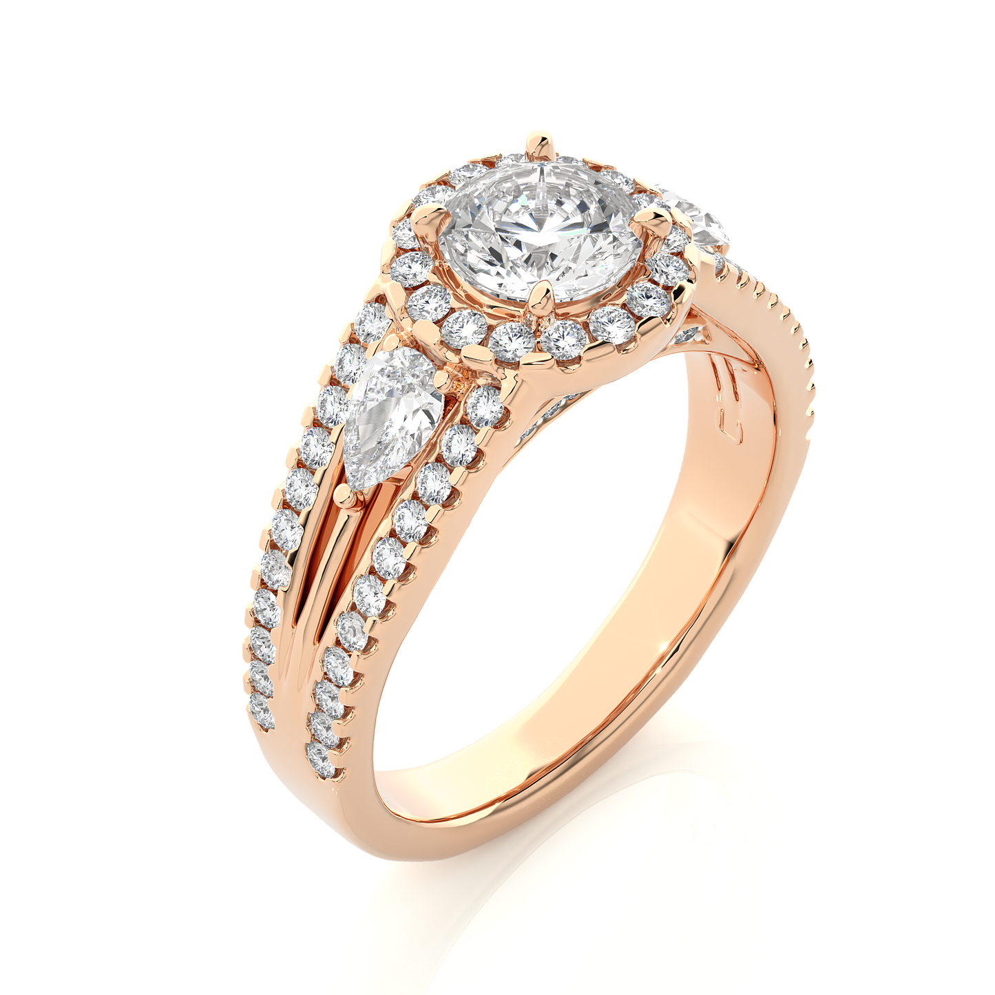 1.18 Ct Round Cut F-VS1 Lab Grown Diamond Gold Engagement Ring/Wedding Ring/F Color/VS Clarity/1 Ct Diamond Ring/CVD Diamond Ring/Round Cut Diamond/Round Diamond Side Stone/Prong Set/Three Stone Set/Halo Set/10k Gold/14k Gold/18k Gold/Yellow Gold/White Gold/Rose Gold/Anniversary Gift