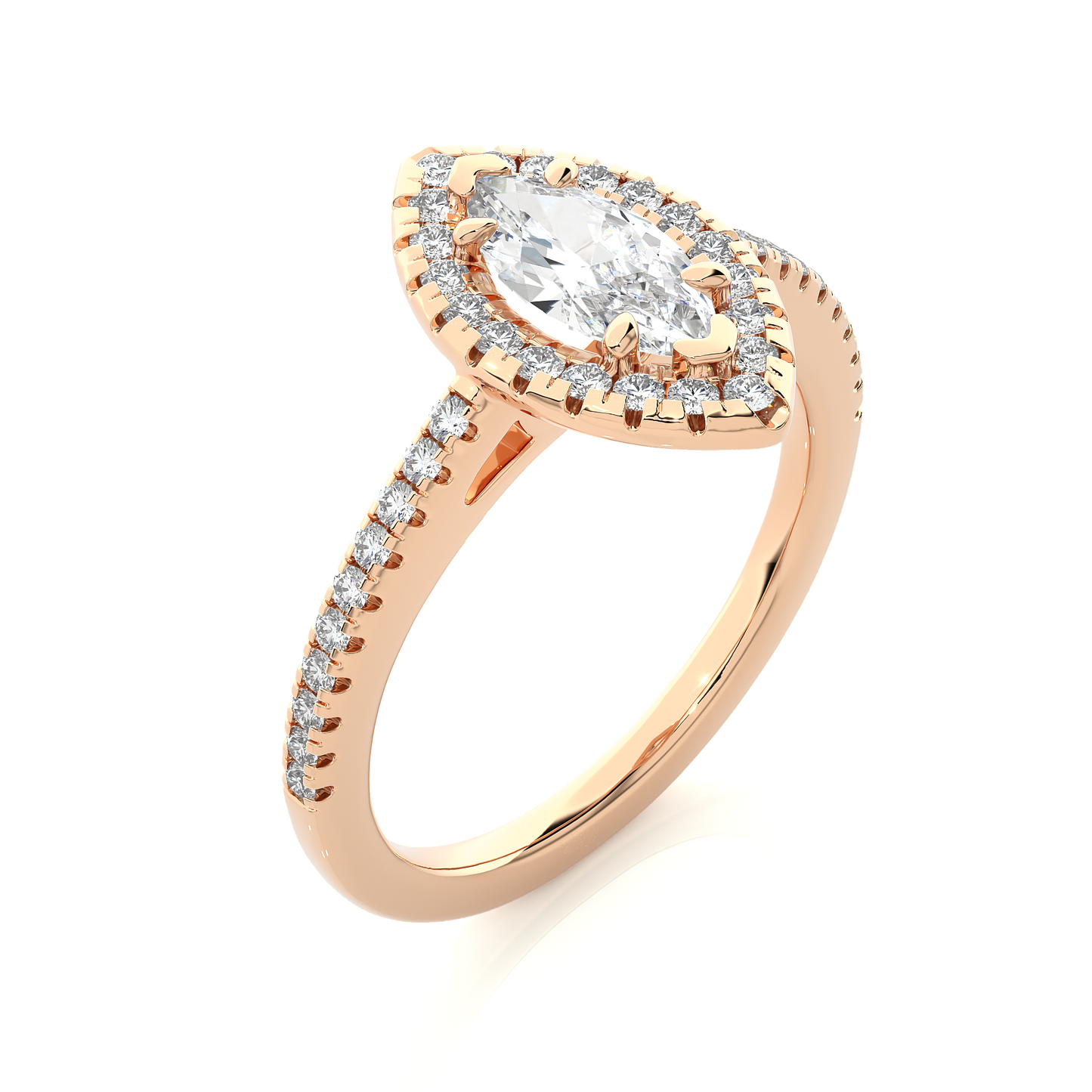 1.02 Ct Marquise Cut F-VS1 Lab Grown Diamond Halo Gold Engagement Ring/Wedding Ring/F Color/VS Clarity/1 Ct Diamond Ring/CVD Diamond Ring/Marquise Cut Diamond/Round Diamond Side Stone/Prong Set/Pave Set/Halo Set/10k Gold/14k Gold/18k Gold/Yellow Gold/White Gold/Rose Gold/Anniversary Gift