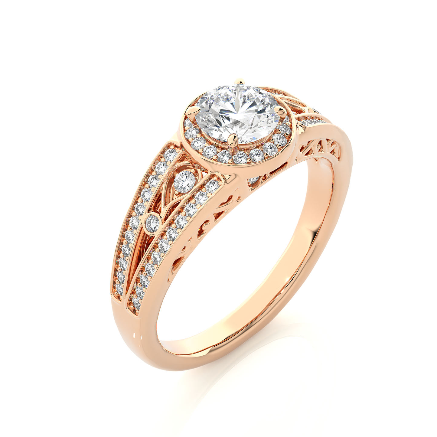 1.0 Ct Round Cut E-VS Lab Grown Diamond Gold Engagement Ring/Wedding Ring/E Color/VS Clarity/1 Ct Diamond Ring/CVD Diamond Ring/Round Cut Diamond/Round Diamond Side Stone/Prong Set/Pave Set/Halo Set/10k Gold/14k Gold/18k Gold/Yellow Gold/White Gold/Rose Gold/Anniversary Gift