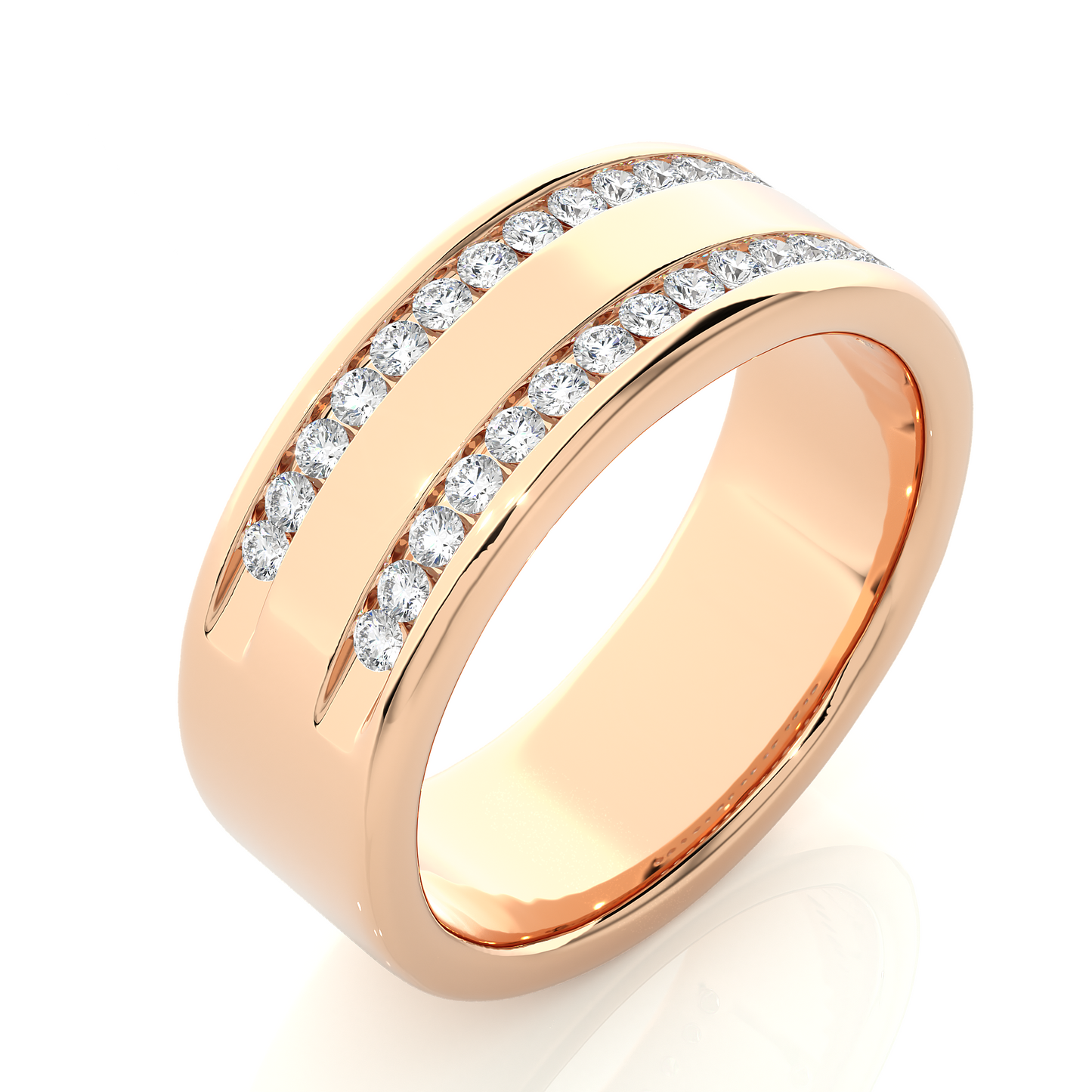 2 Row Round Cut Ring/Wedding Ring/EF Color/VS Clarity/1 CTW Diamond Band/CVD Diamond Band/Round Cut Diamond/Prong Set/Pave Set/10k Gold/14k Gold/18k Gold/Yellow Gold/White Gold/Rose Gold/Anniversary Gift