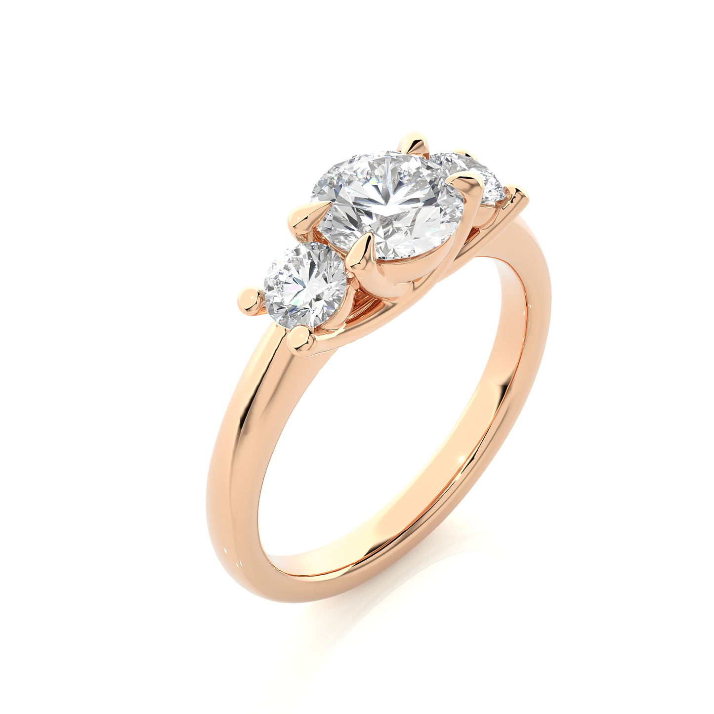1.35 Ct Round Cut E-VS Lab Grown Diamond Three Stone Engagement Ring/Wedding Ring/E Color/VS Clarity/1 Ct Diamond Ring/CVD Diamond Ring/Round Cut Diamond/Round Diamond Side Stone/Prong Set/Three Stone Set/10k Gold/14k Gold/18k Gold/Yellow Gold/White Gold/Rose Gold/Anniversary Gift